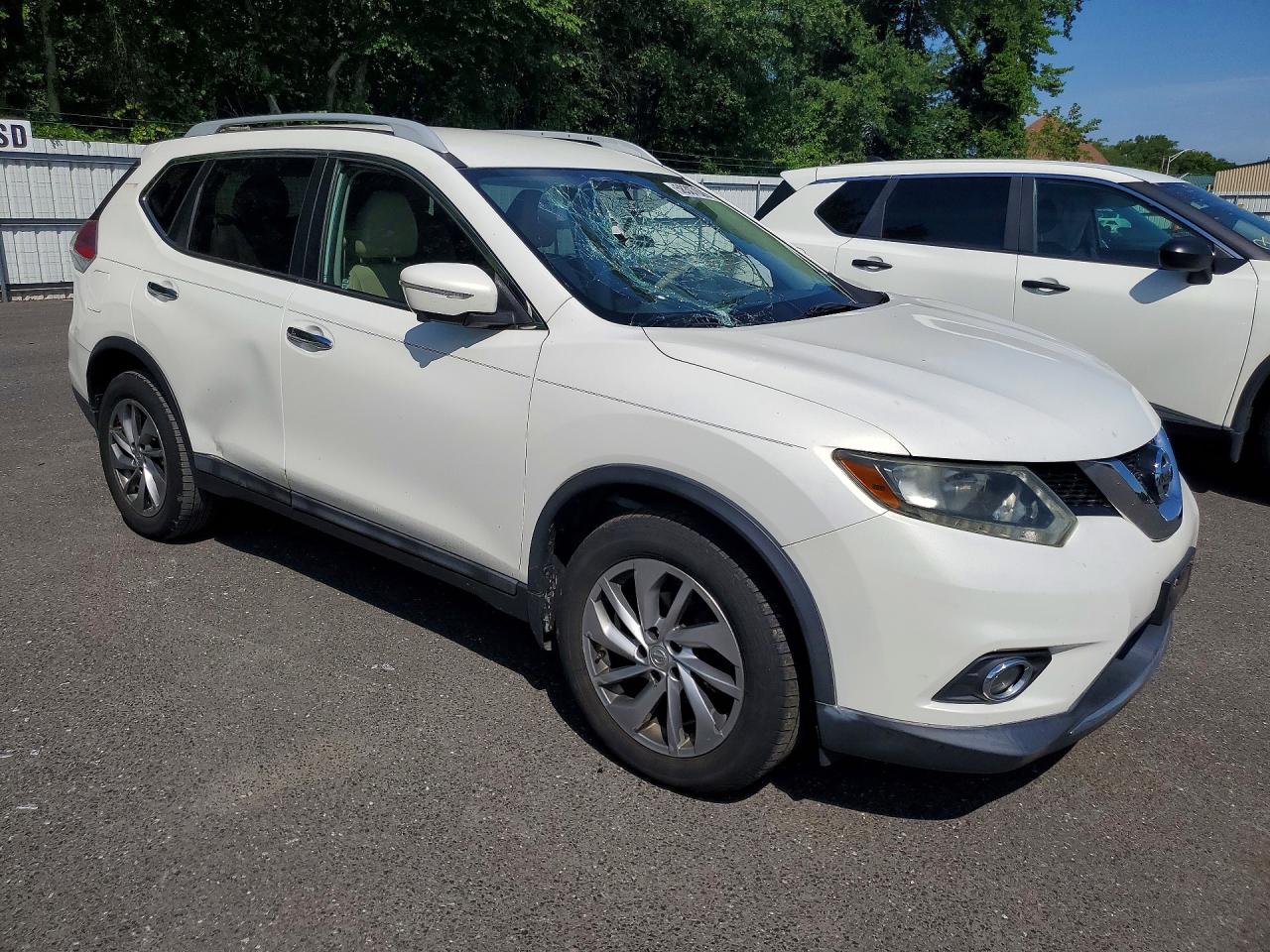 2014 Nissan Rogue Sl White vin: 5N1AT2MVXEC829141