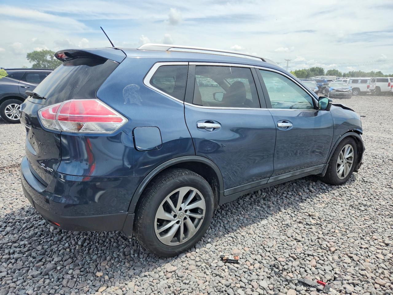 2015 Nissan Rogue Sl Blue vin: 5N1AT2MVXFC769475