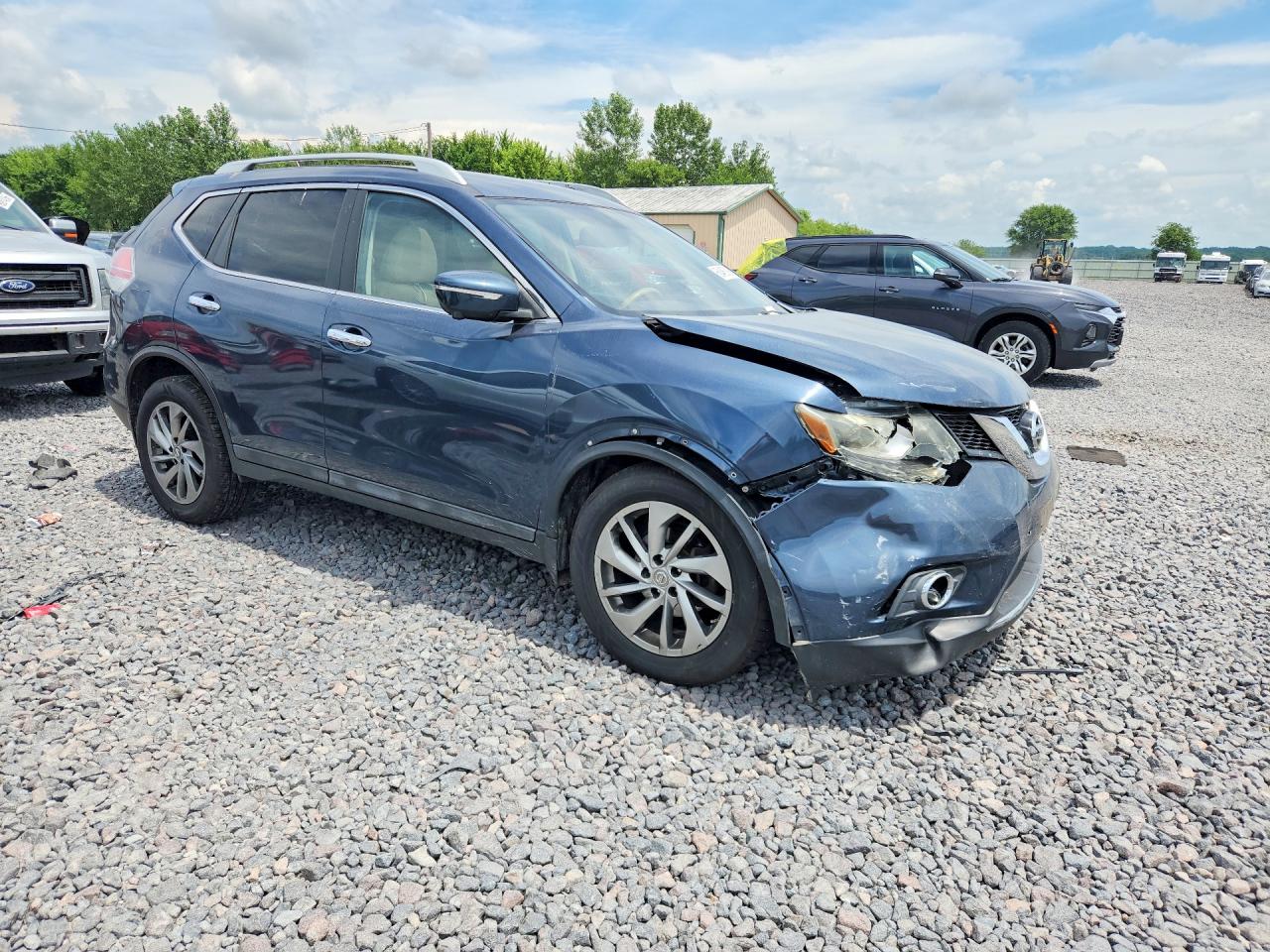 2015 Nissan Rogue Sl Blue vin: 5N1AT2MVXFC769475