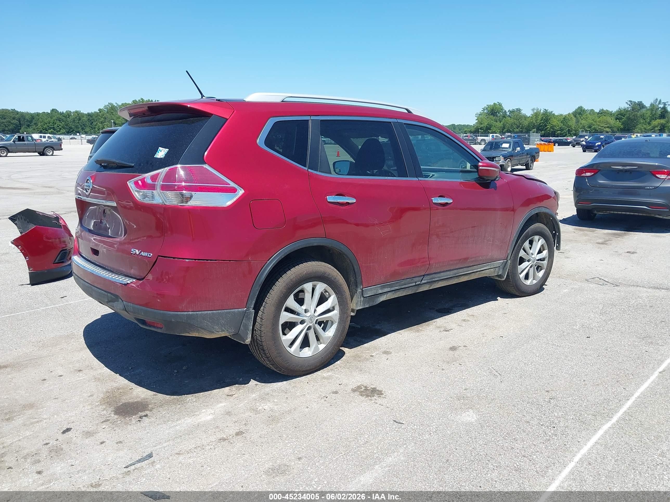 2015 Nissan Rogue Sv Red vin: 5N1AT2MVXFC770495