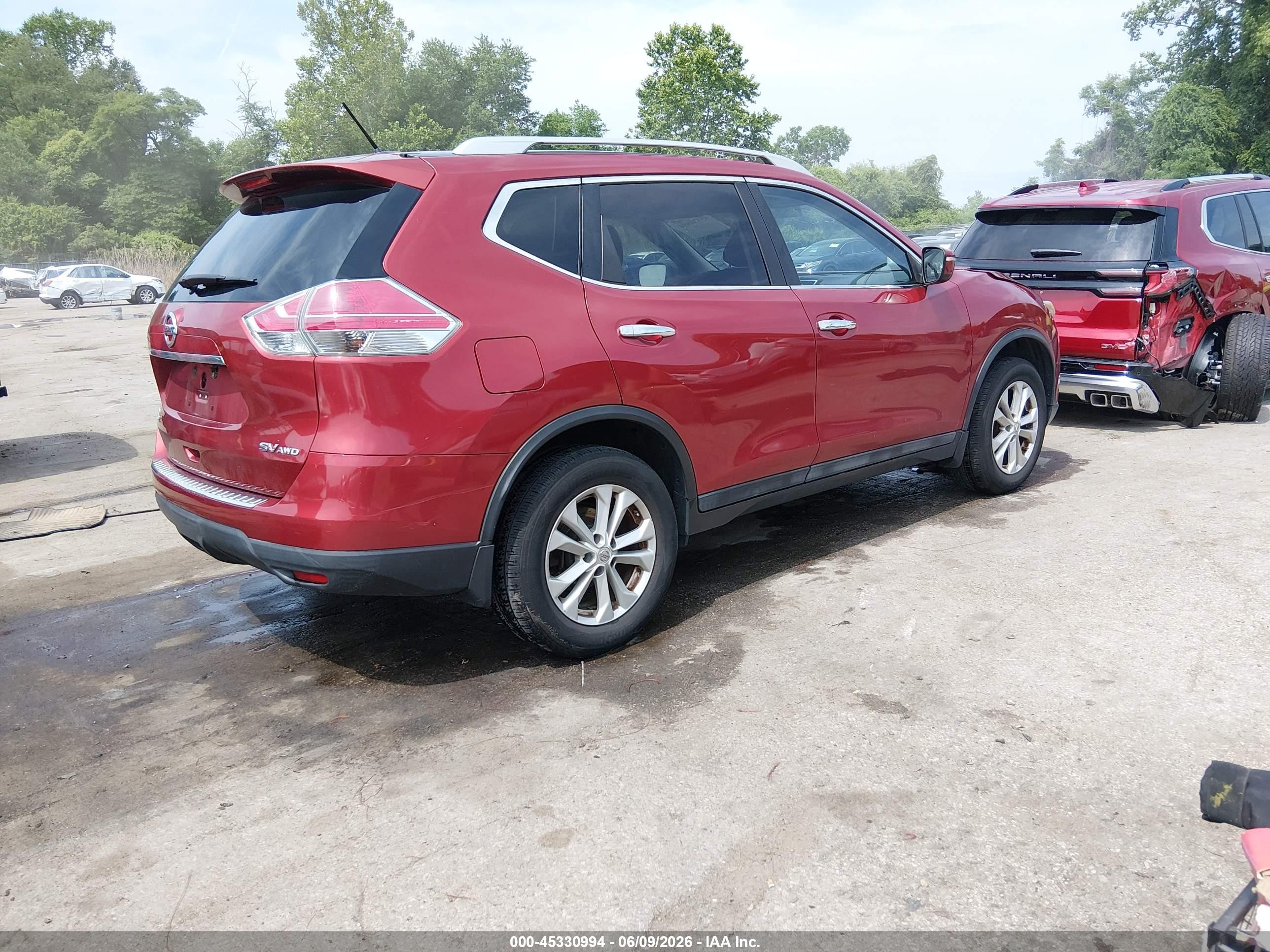 2015 Nissan Rogue Sv Red vin: 5N1AT2MVXFC783151