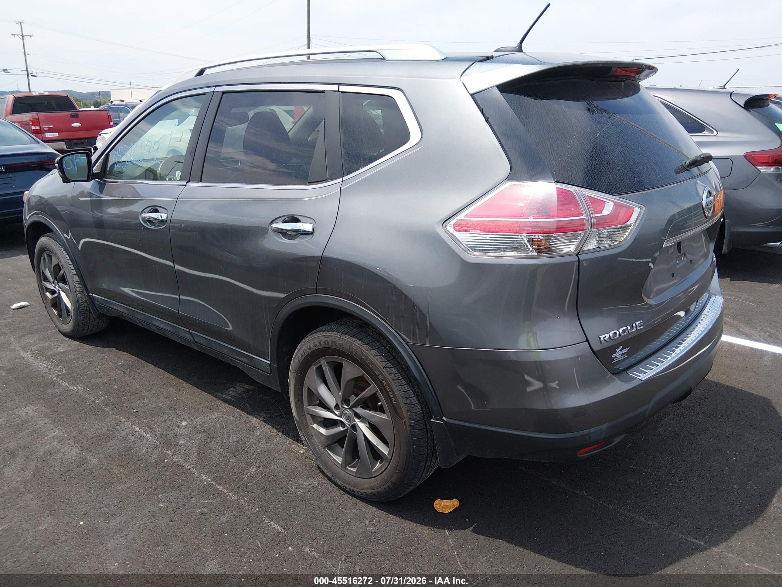 2015 Nissan Rogue Sl Gray vin: 5N1AT2MVXFC799141
