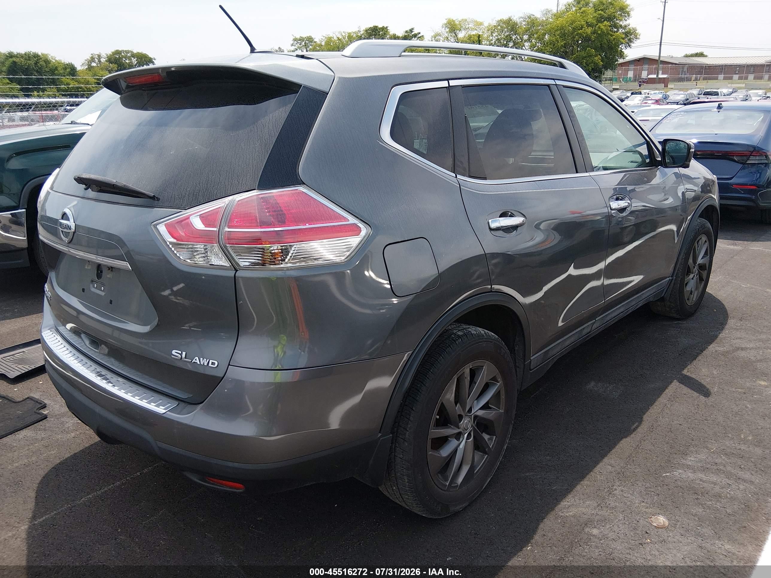 2015 Nissan Rogue Sl Gray vin: 5N1AT2MVXFC799141