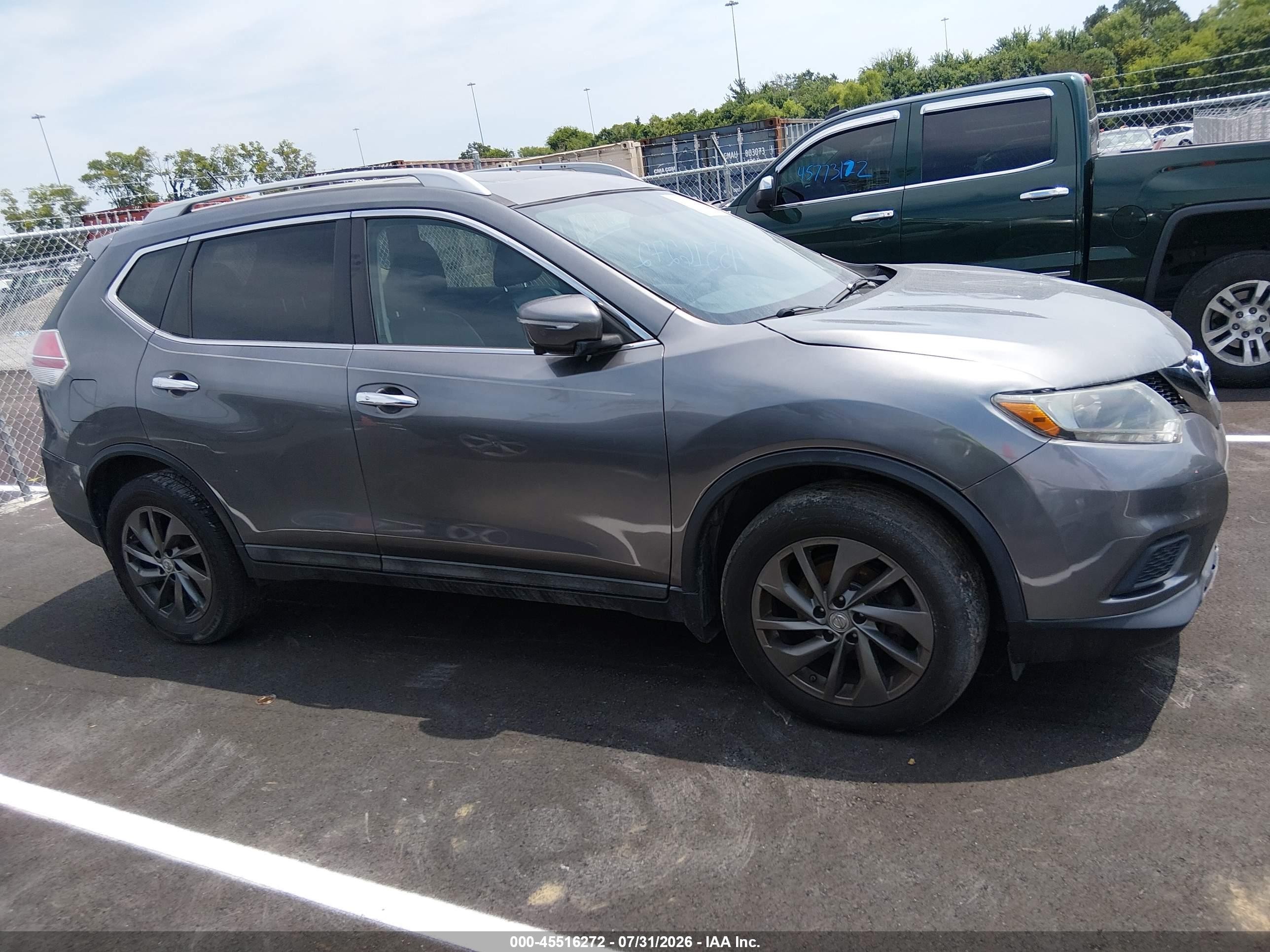 2015 Nissan Rogue Sl Gray vin: 5N1AT2MVXFC799141