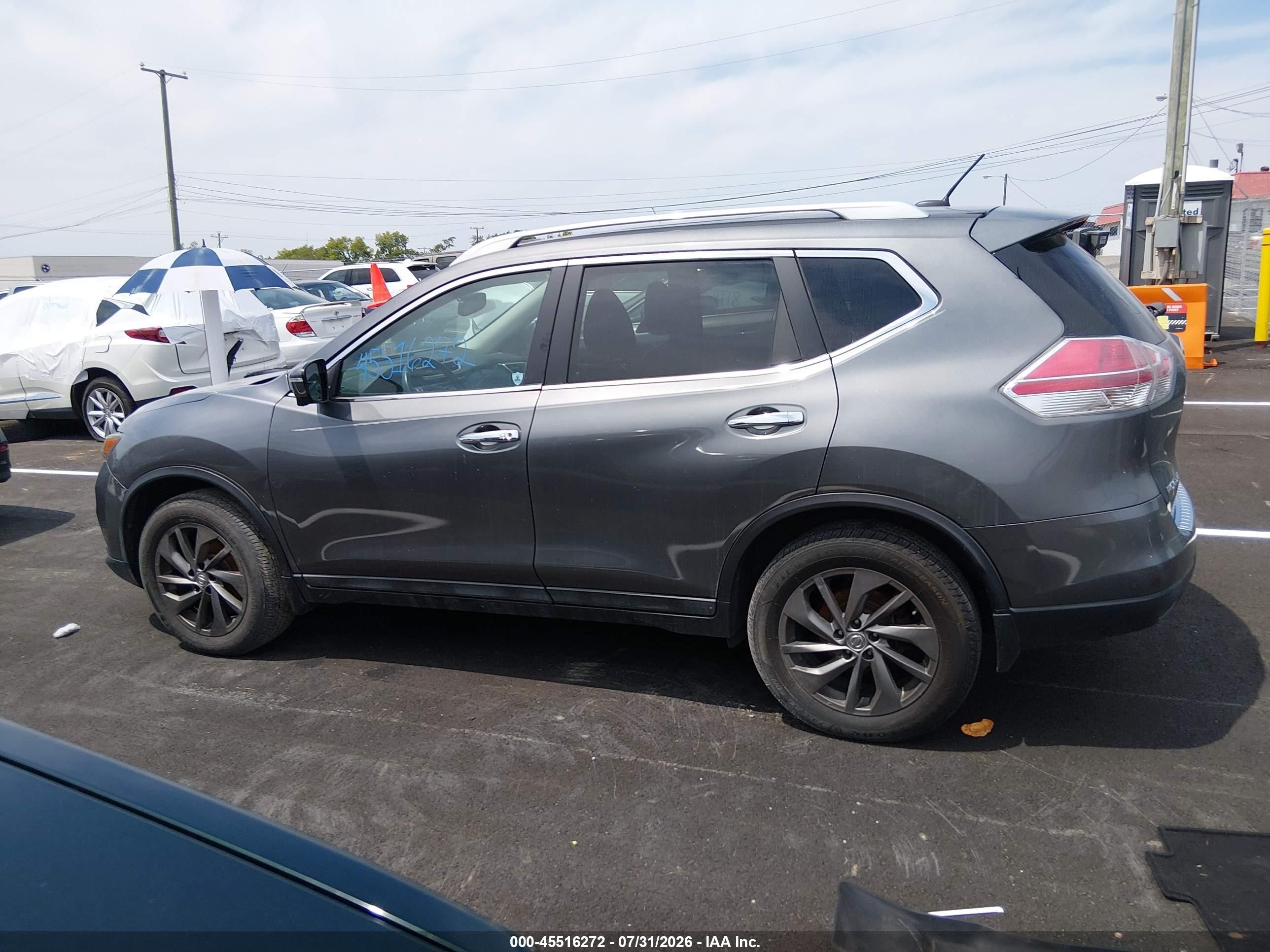 2015 Nissan Rogue Sl Gray vin: 5N1AT2MVXFC799141