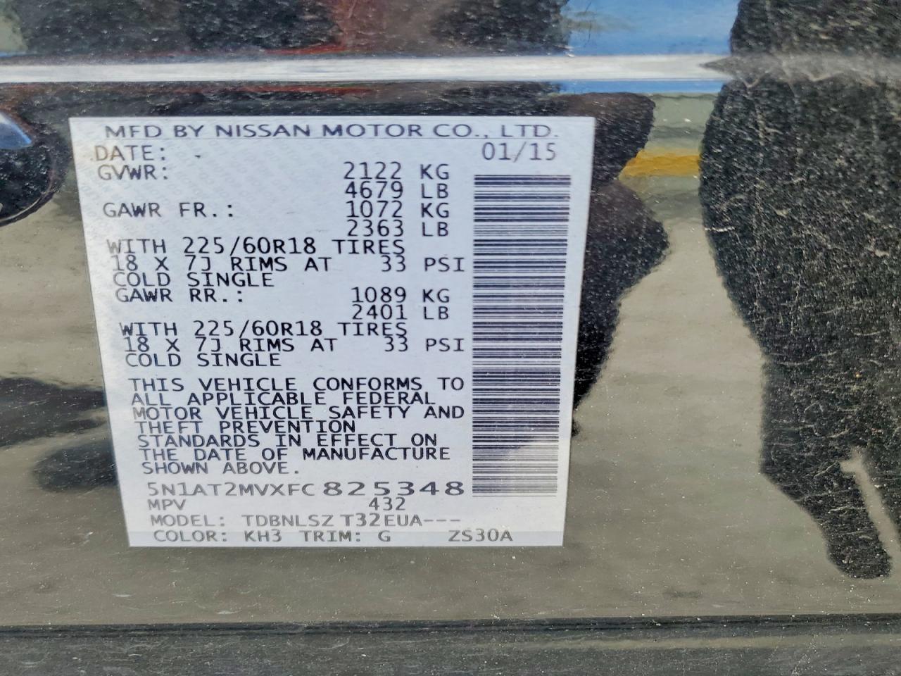 2015 Nissan Rogue Black vin: 5N1AT2MVXFC825348