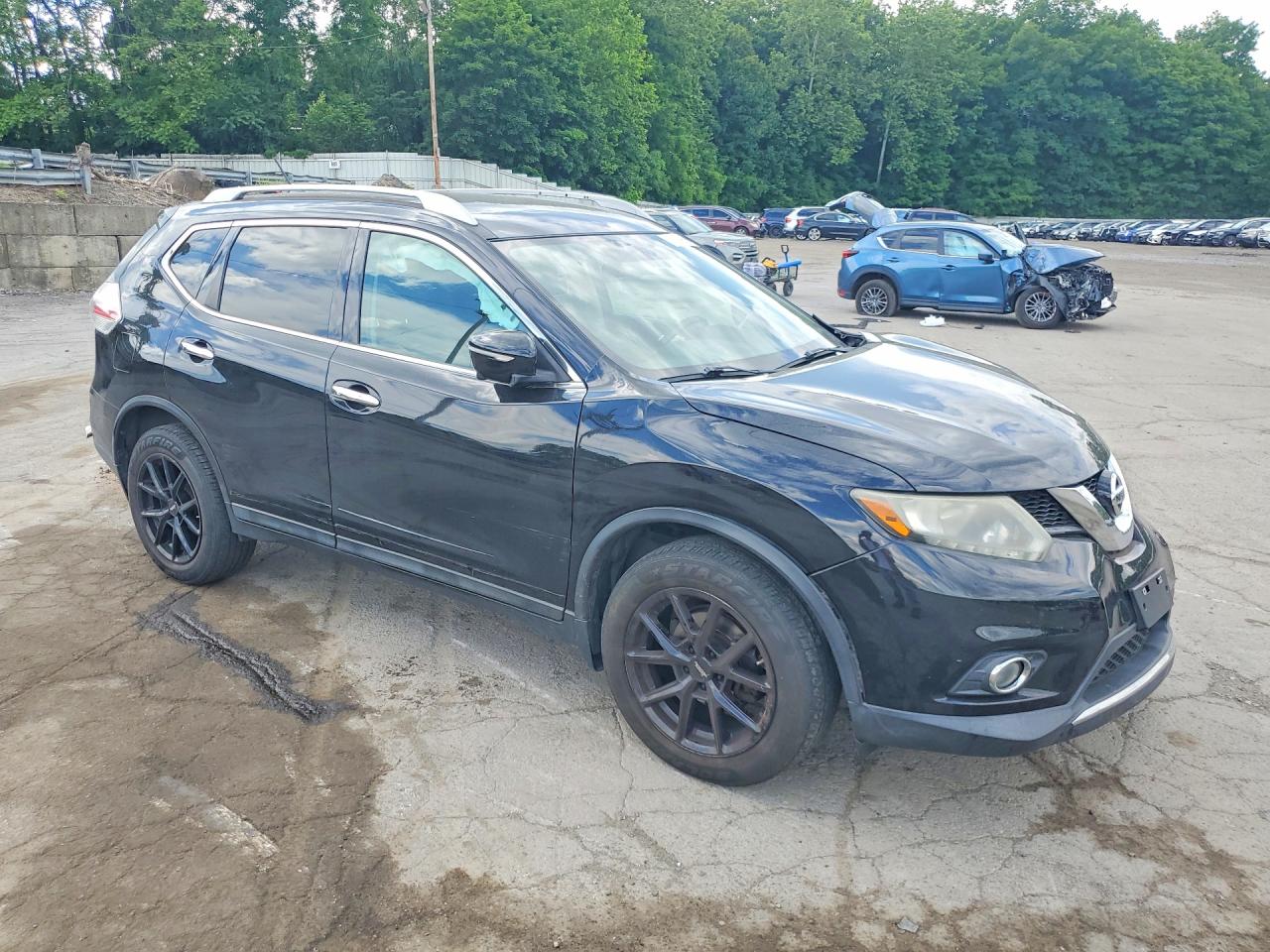 2015 Nissan Rogue Sl Black vin: 5N1AT2MVXFC846300
