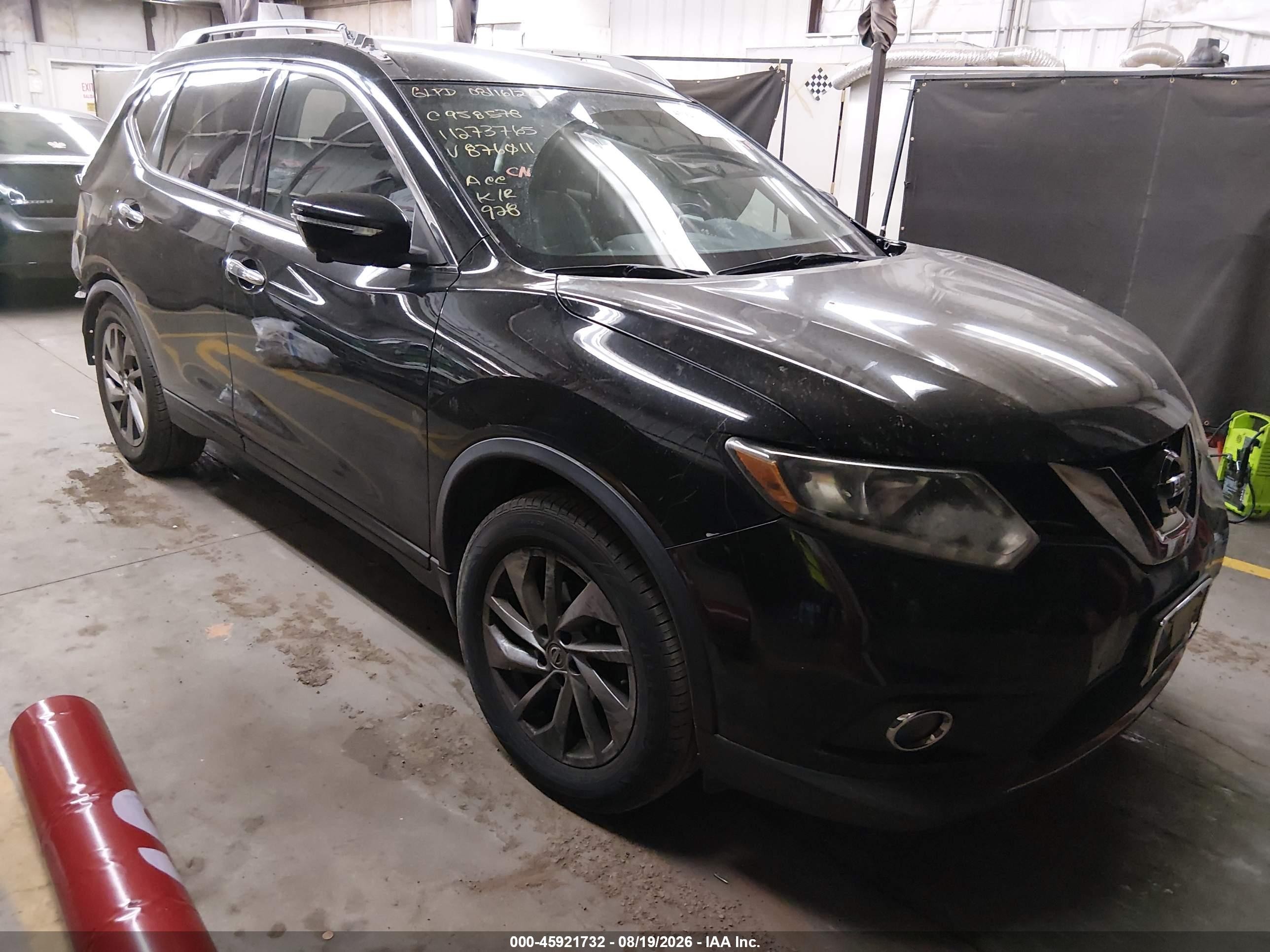 2015 Nissan Rogue Sl Черный vin: 5N1AT2MVXFC876011