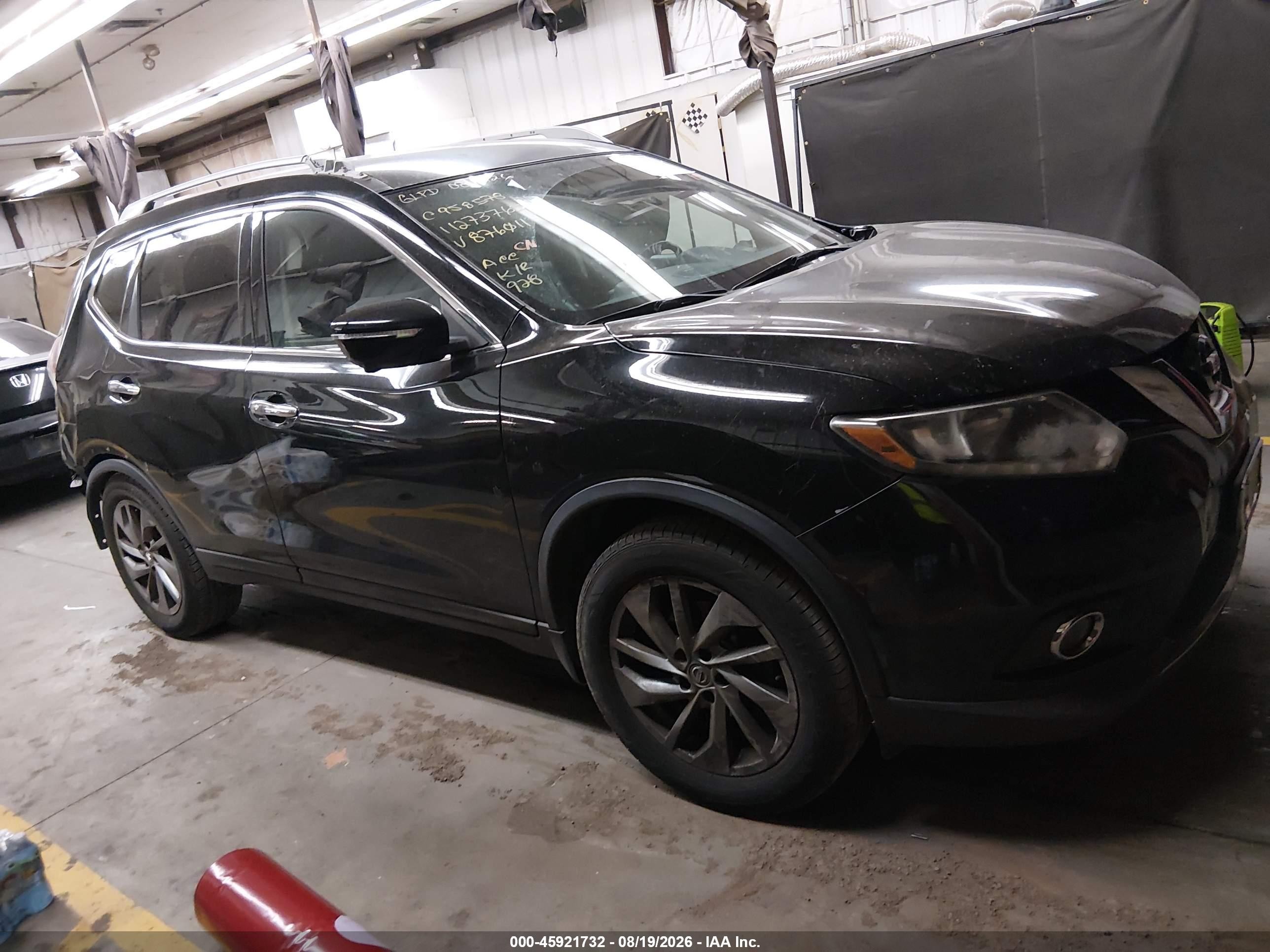 2015 Nissan Rogue Sl Черный vin: 5N1AT2MVXFC876011