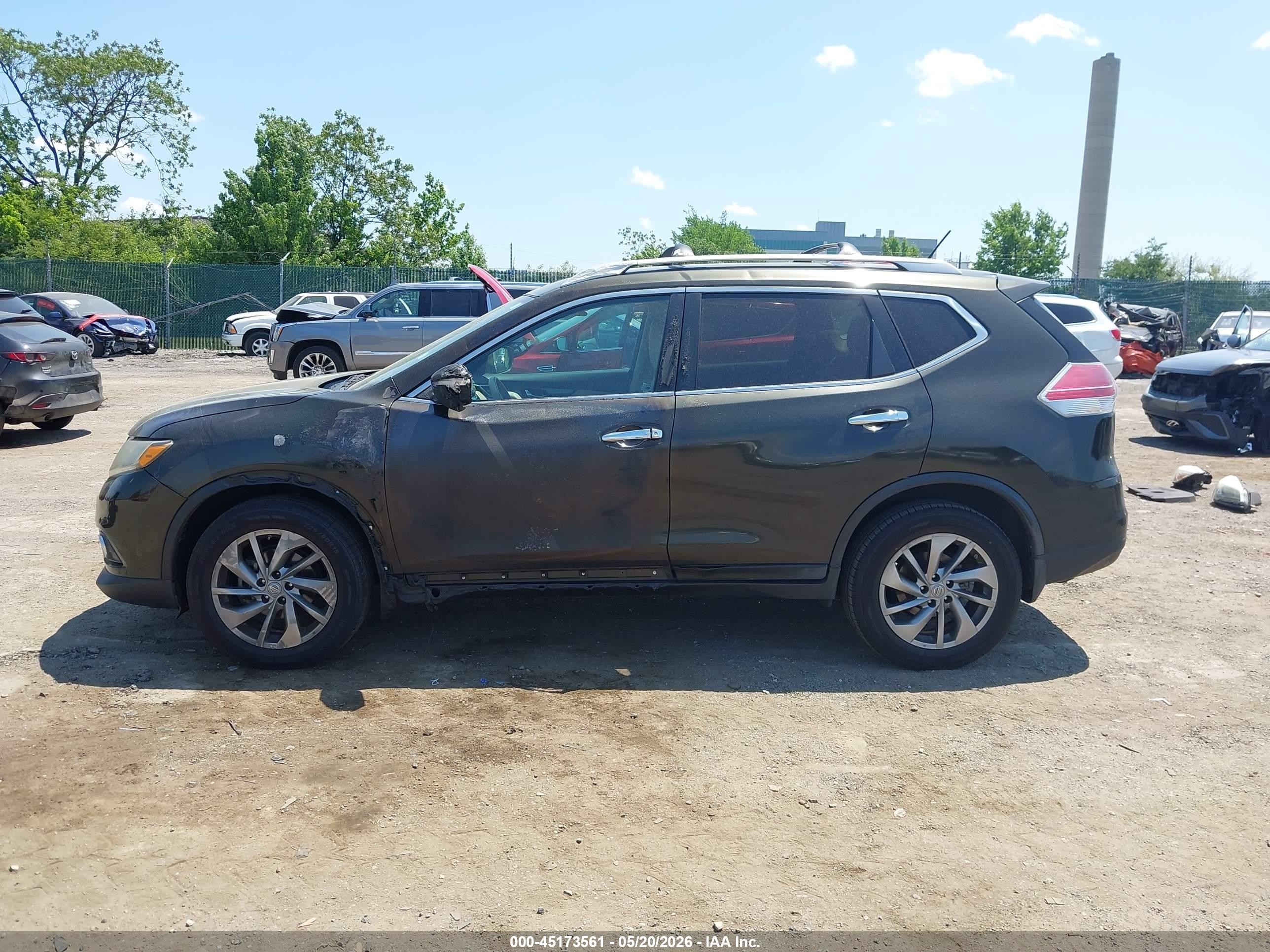 2015 Nissan Rogue Sl Серый vin: 5N1AT2MVXFC886621
