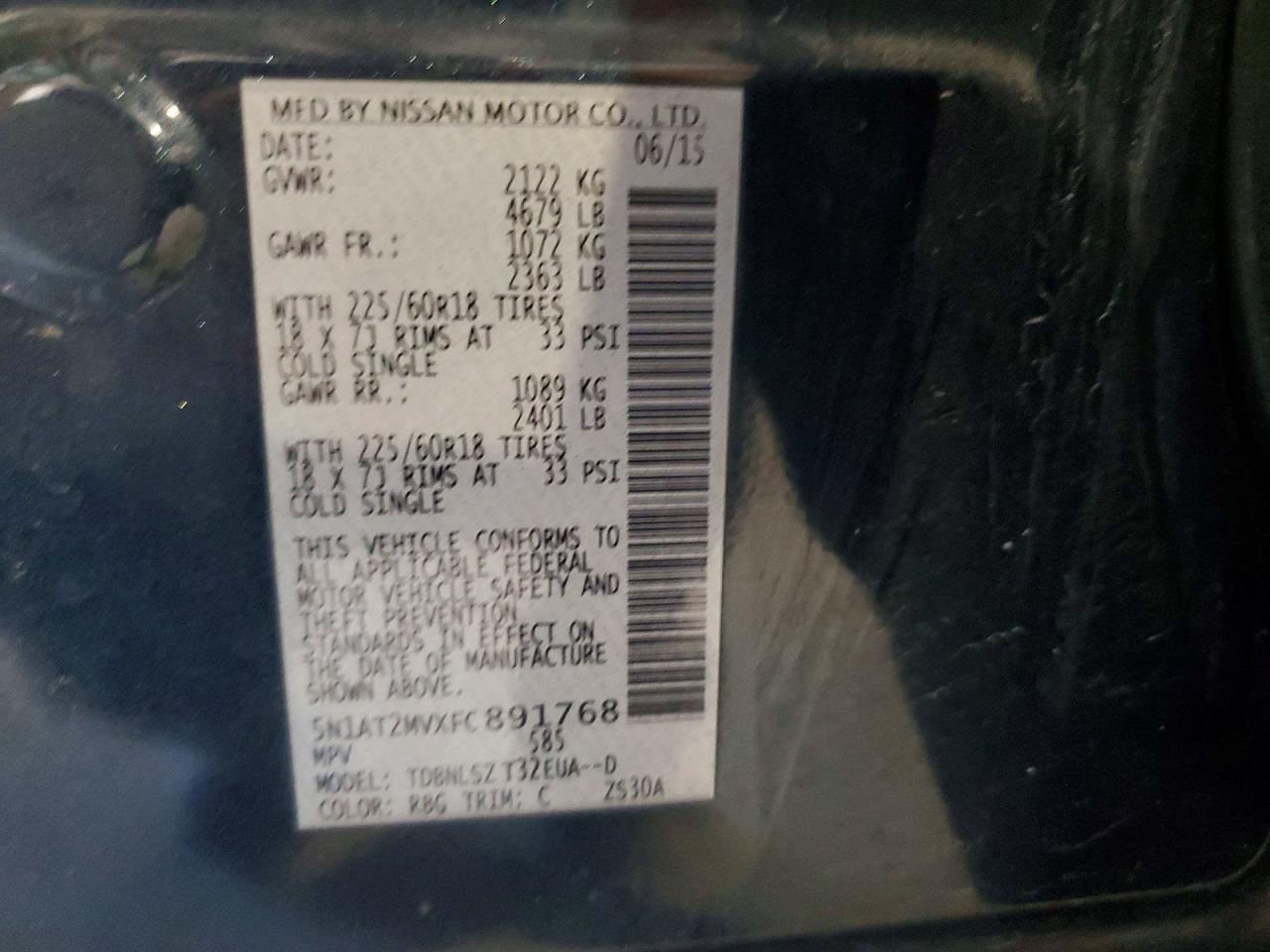 2015 Nissan Rogue Sl Синий vin: 5N1AT2MVXFC891768
