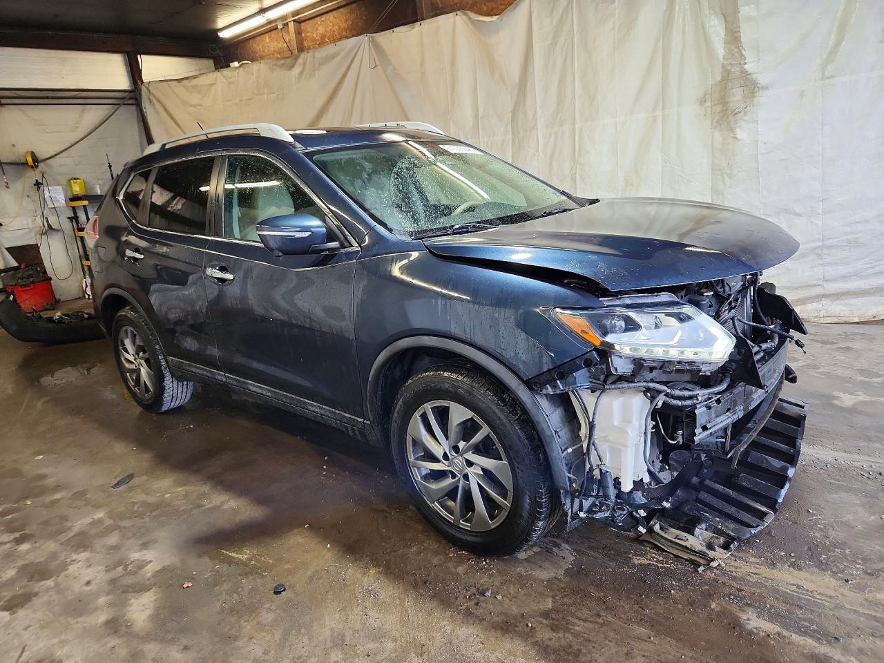 2015 Nissan Rogue Sl Blue vin: 5N1AT2MVXFC900291