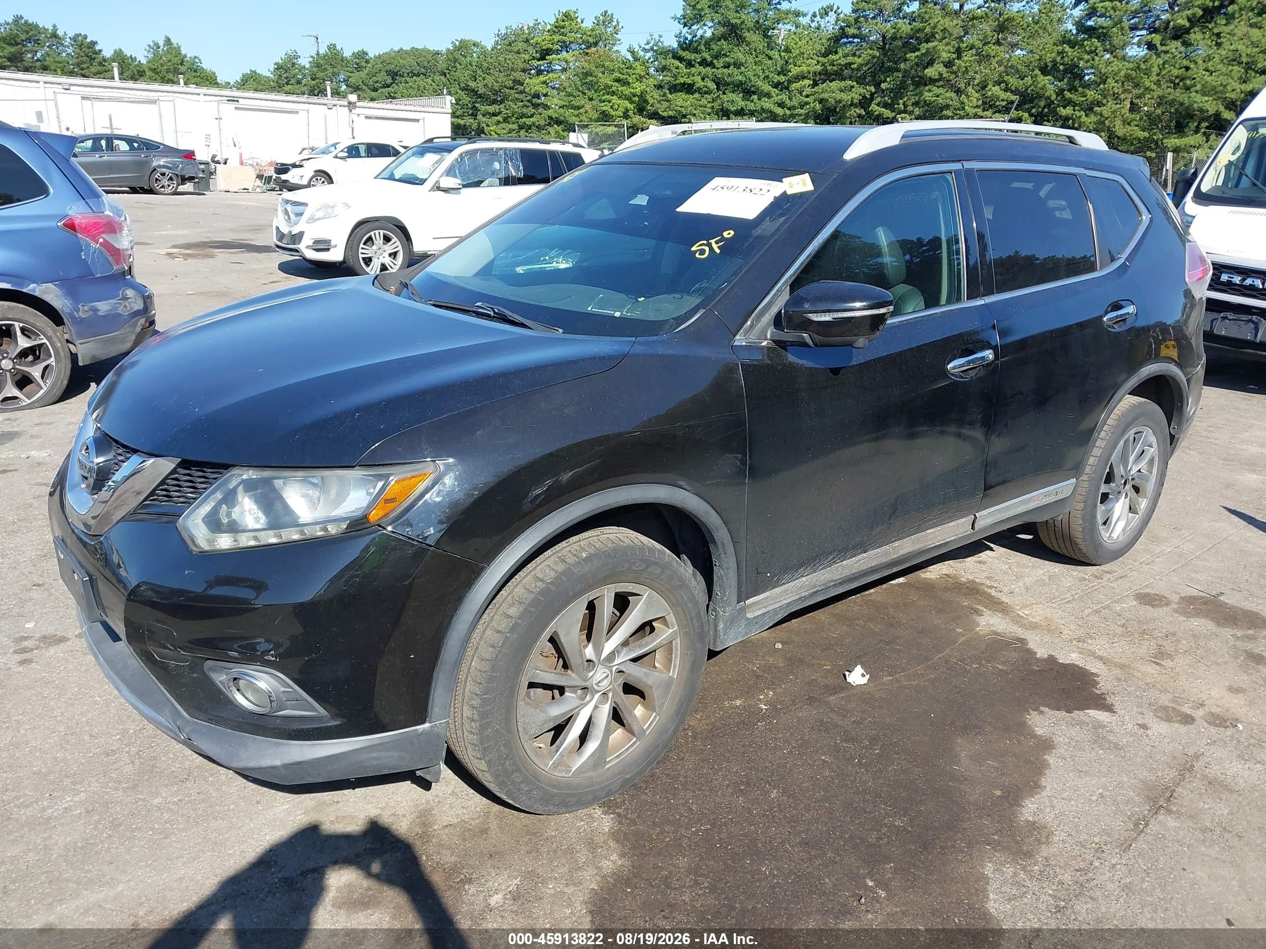 2015 Nissan Rogue Sl Black vin: 5N1AT2MVXFC907368