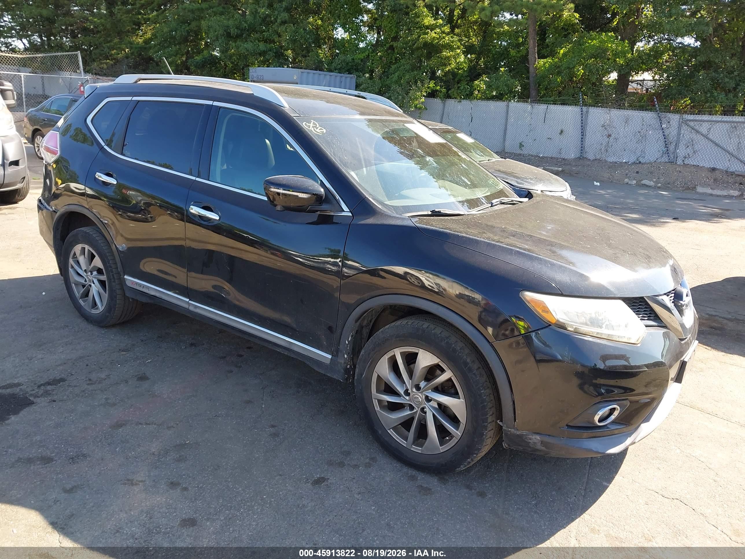 2015 Nissan Rogue Sl Black vin: 5N1AT2MVXFC907368