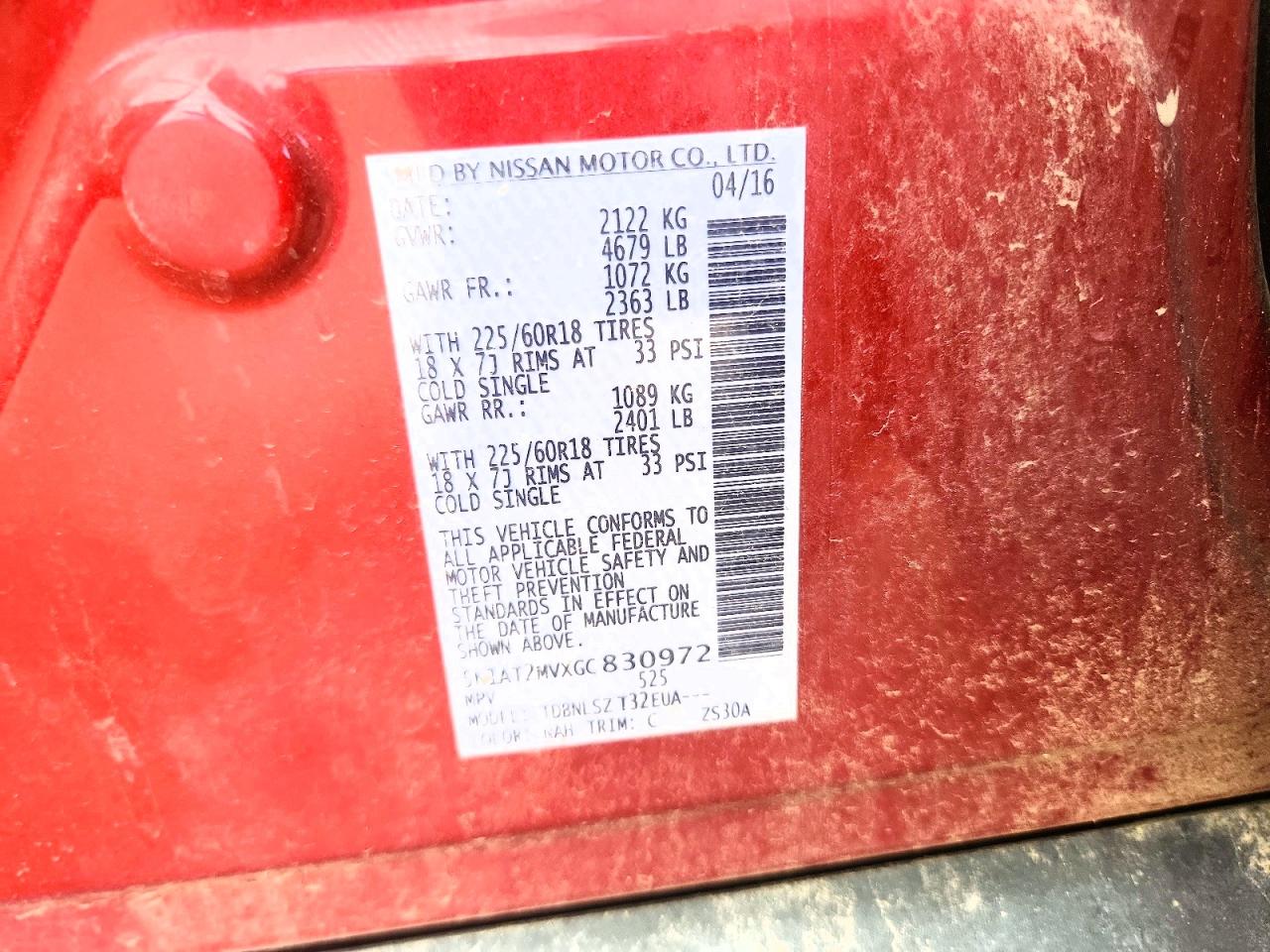 2016 Nissan Rogue Sl Красный vin: 5N1AT2MVXGC830972
