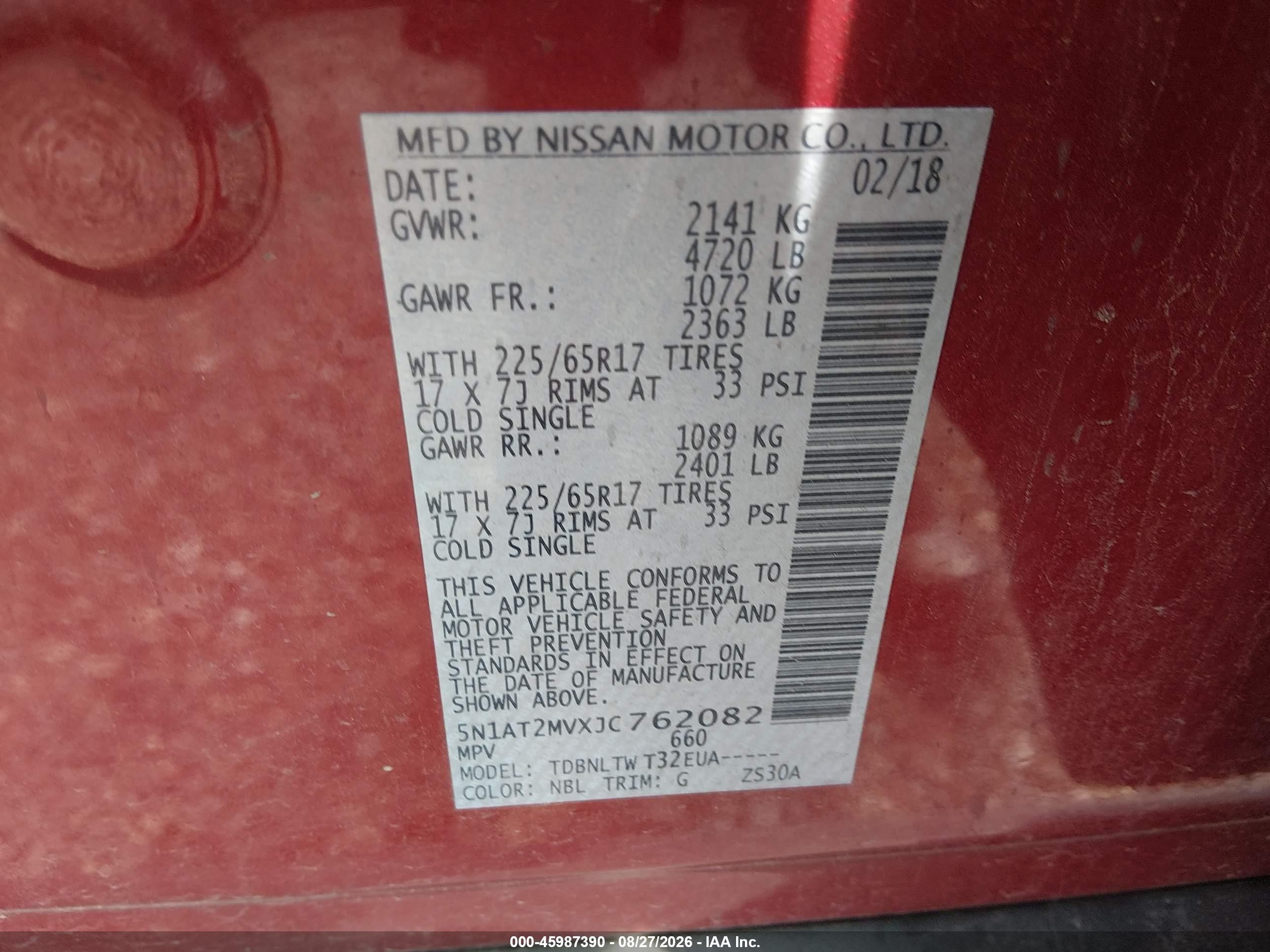 2018 Nissan Rogue Sv Red vin: 5N1AT2MVXJC762082