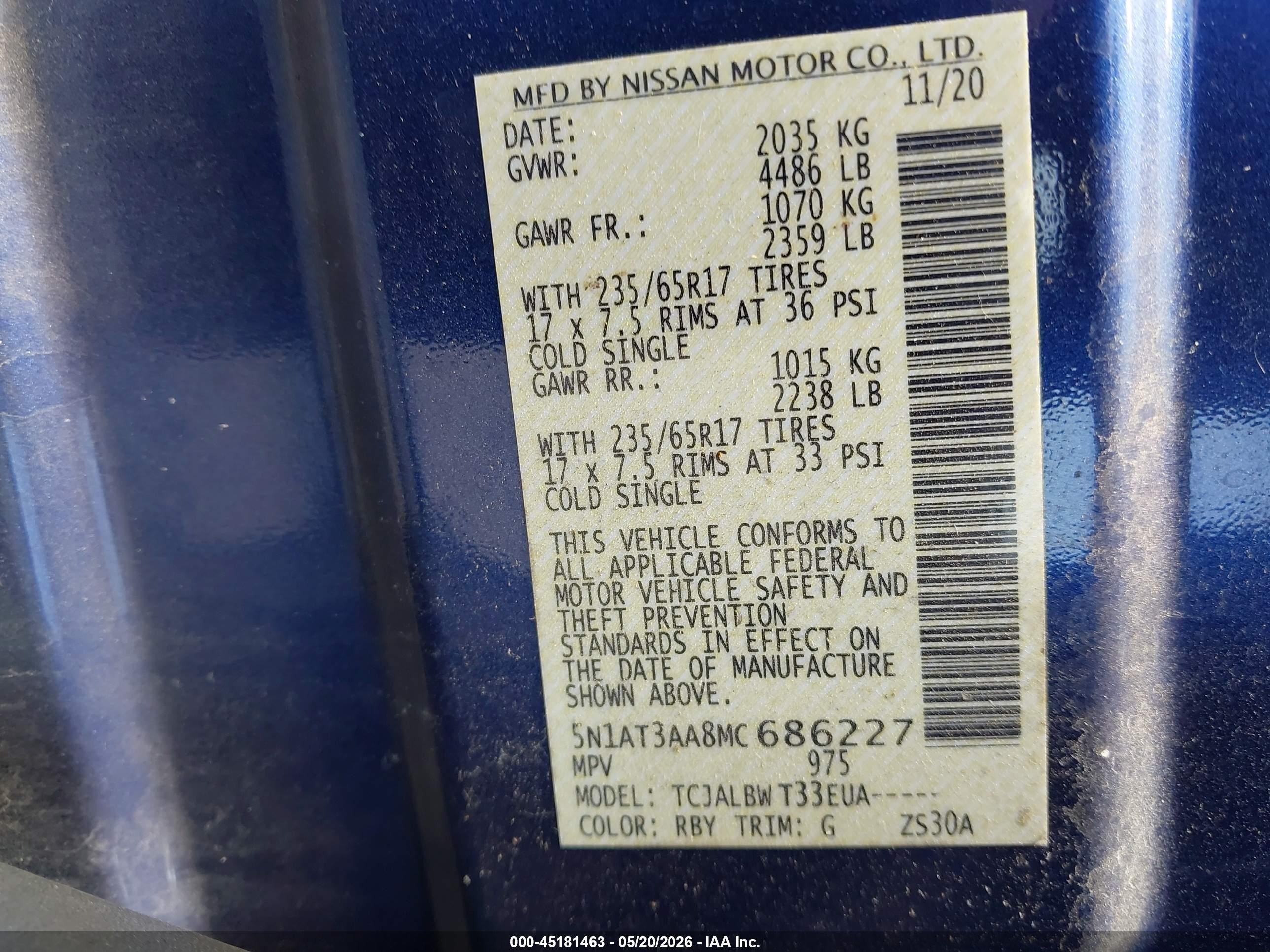 2021 Nissan Rogue S Fwd Синий vin: 5N1AT3AA8MC686227