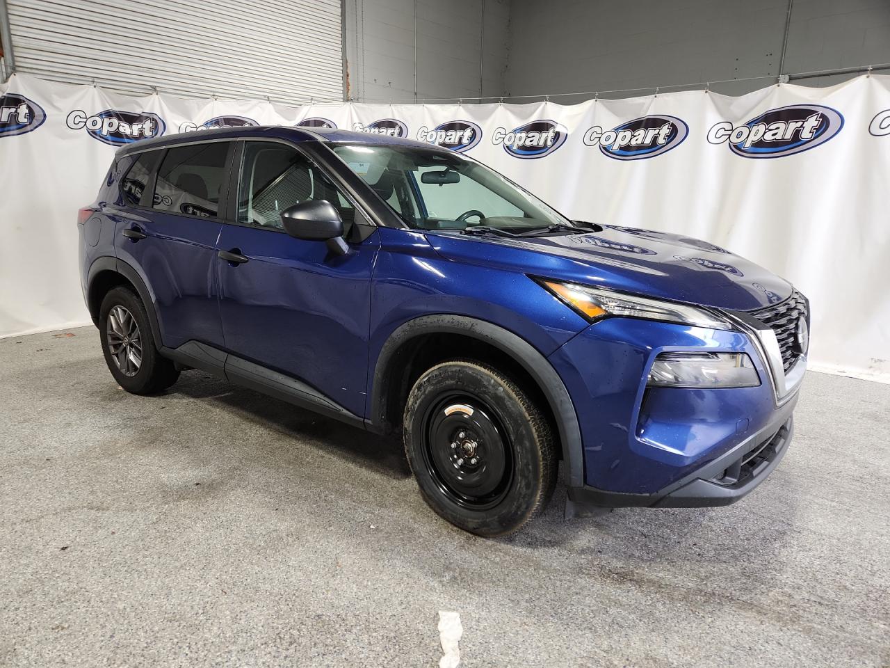 2021 Nissan Rogue S Blue vin: 5N1AT3AB1MC796576 Damage: Right Front Door, Heavy Scratch, 1 To 2 Inches