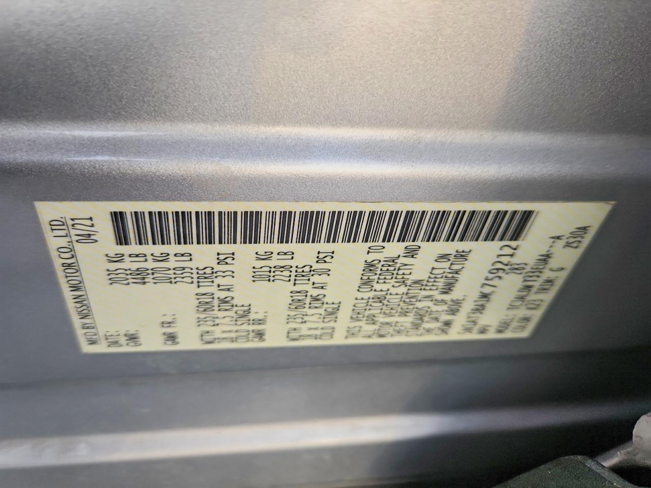 2021 Nissan Rogue Sv Silver vin: 5N1AT3BA1MC759212
