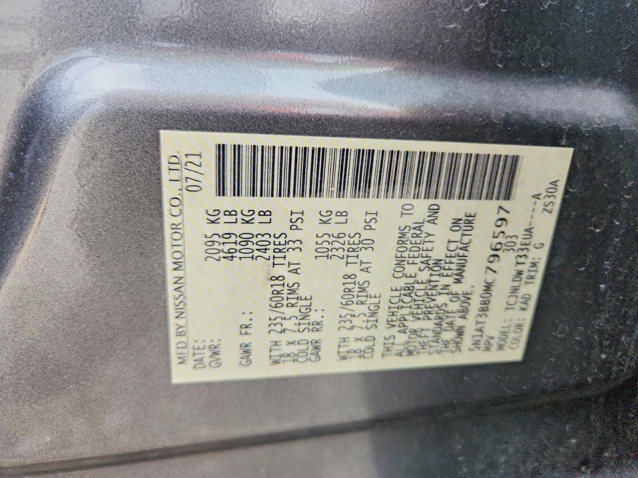 2021 Nissan Rogue Sv Gray vin: 5N1AT3BB0MC796597