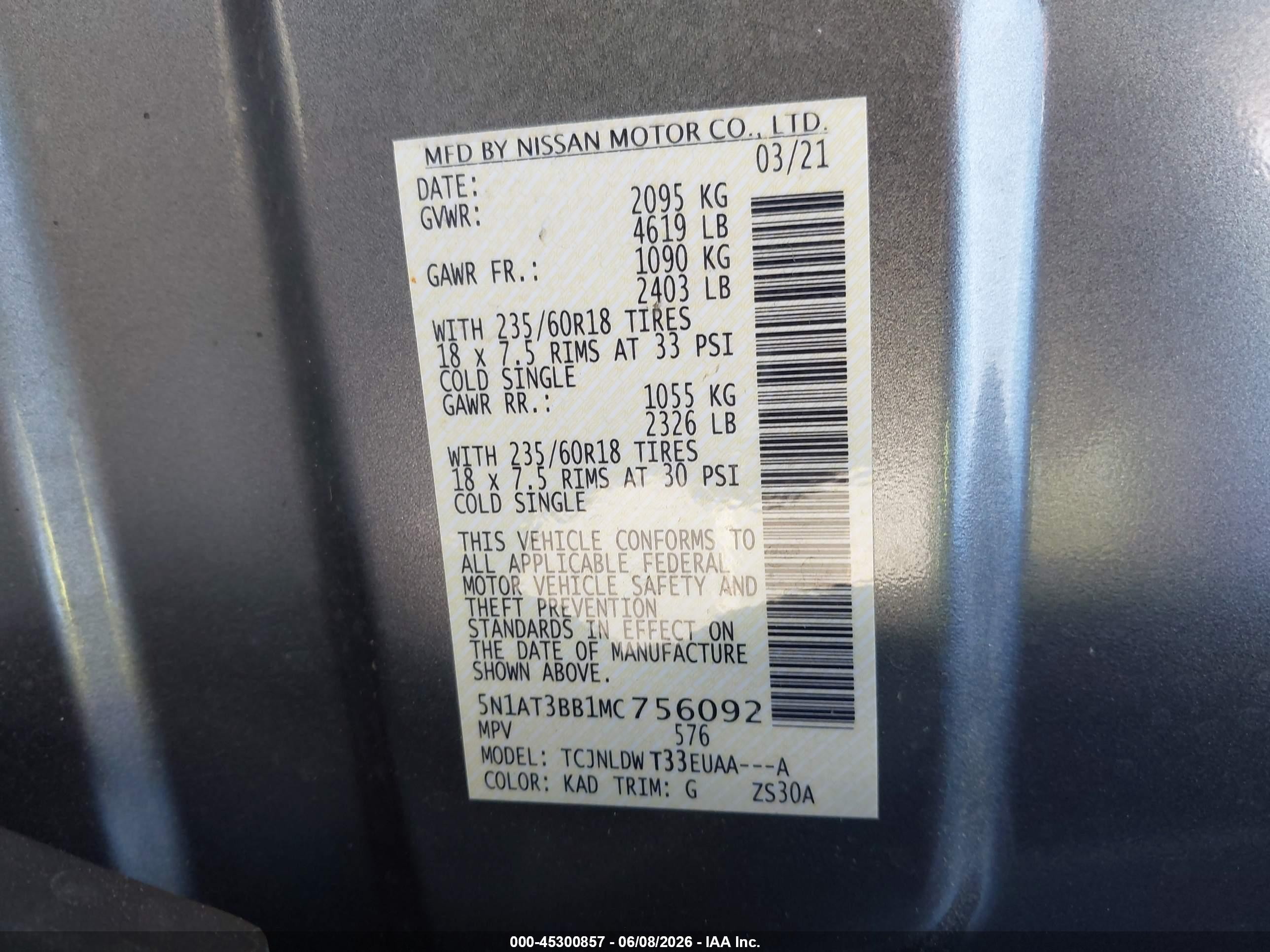 2021 Nissan Rogue Sv Intelligent Awd Gray vin: 5N1AT3BB1MC756092