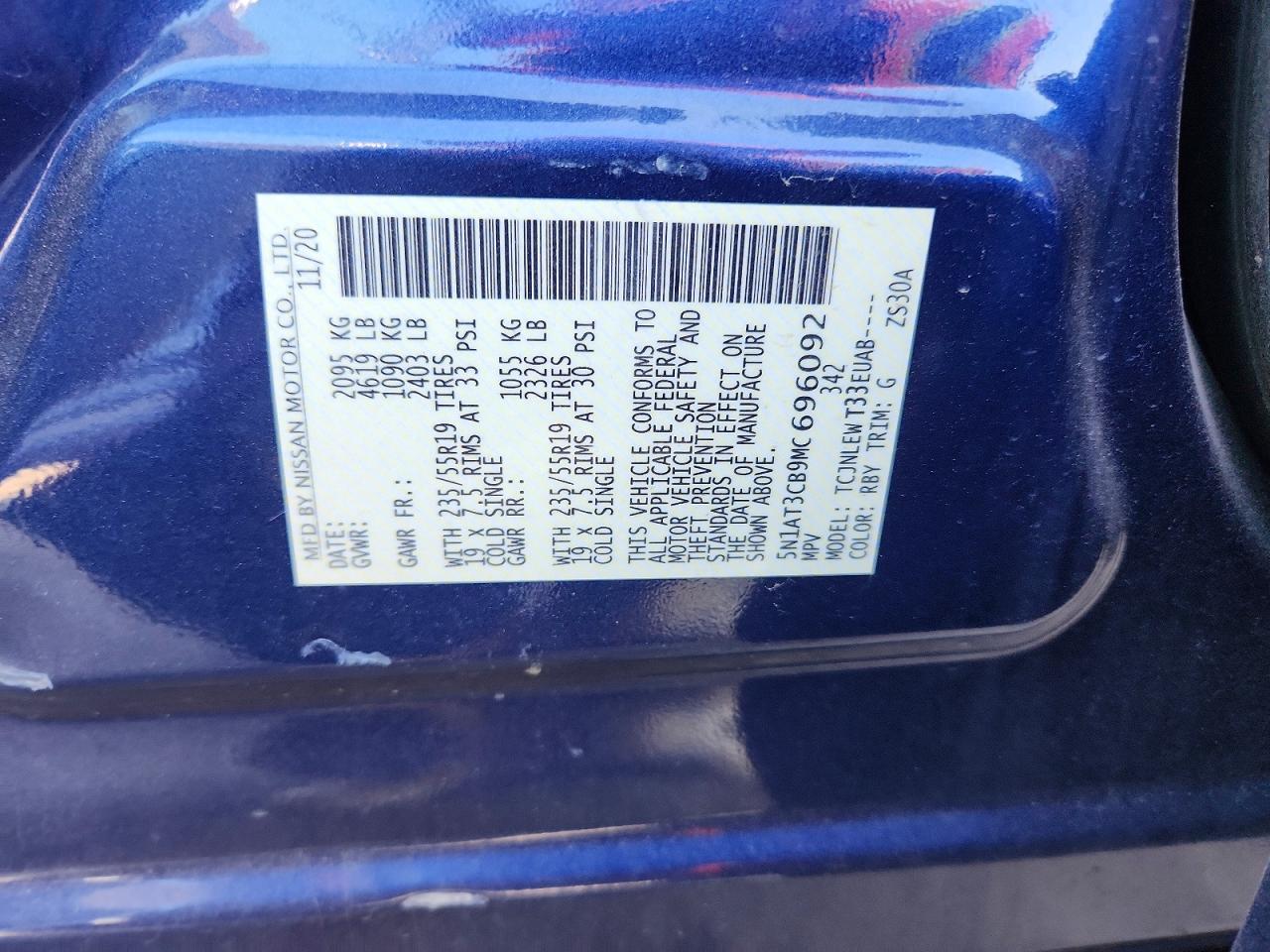 2021 Nissan Rogue Sl Blue vin: 5N1AT3CB9MC696092