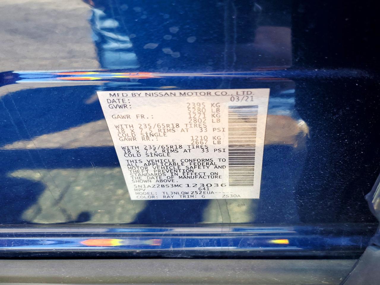 2021 Nissan Murano Sv Blue vin: 5N1AZ2BS3MC123036