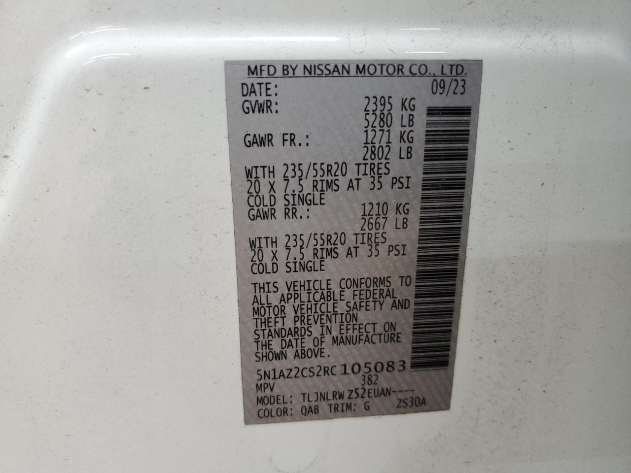 2024 Nissan Murano Sl White vin: 5N1AZ2CS2RC105083