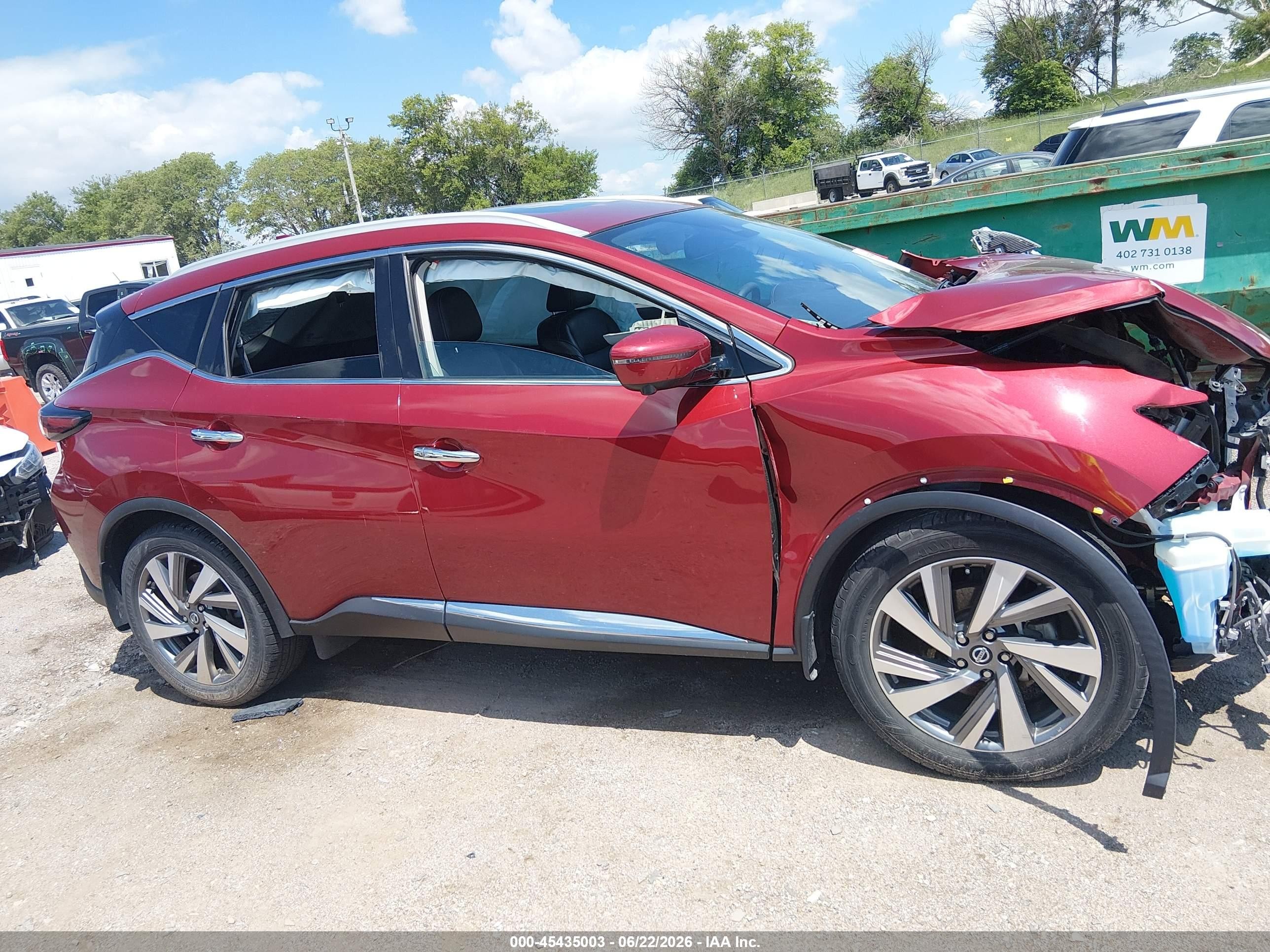 2020 Nissan Murano Sl Intelligent Awd Red vin: 5N1AZ2CSXLN126534