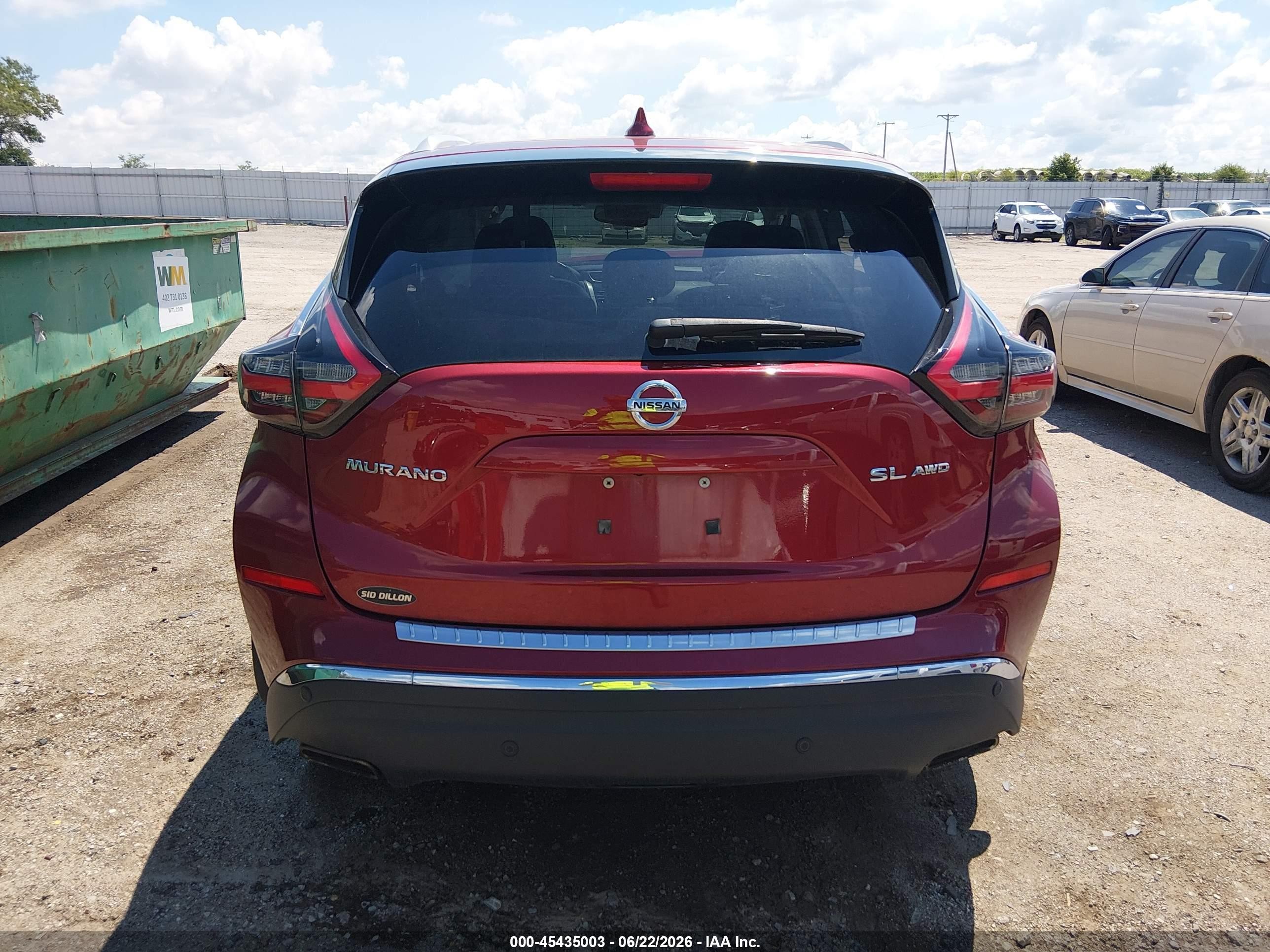 2020 Nissan Murano Sl Intelligent Awd Red vin: 5N1AZ2CSXLN126534