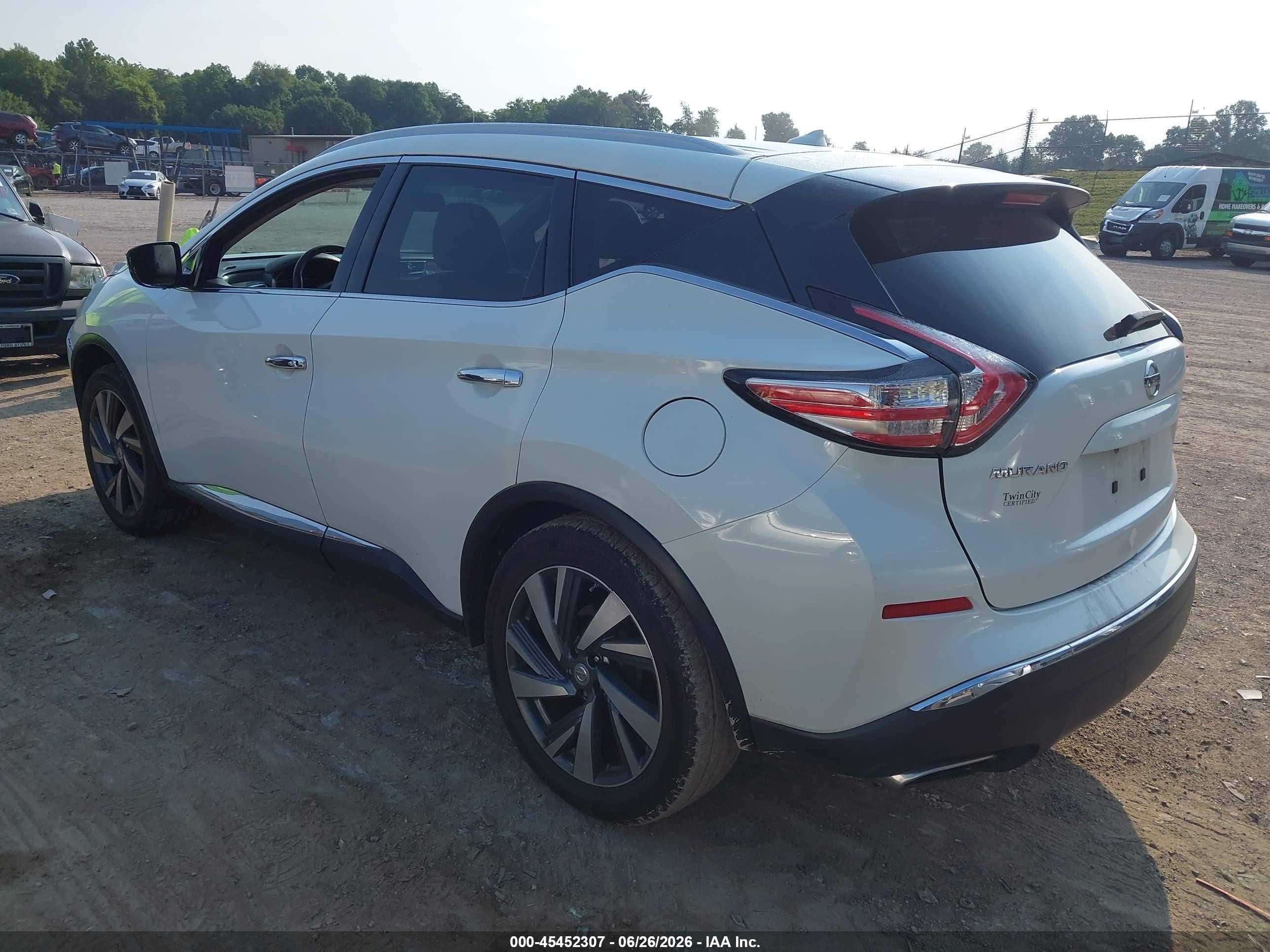 2015 Nissan Murano Platinum White vin: 5N1AZ2MG0FN206603