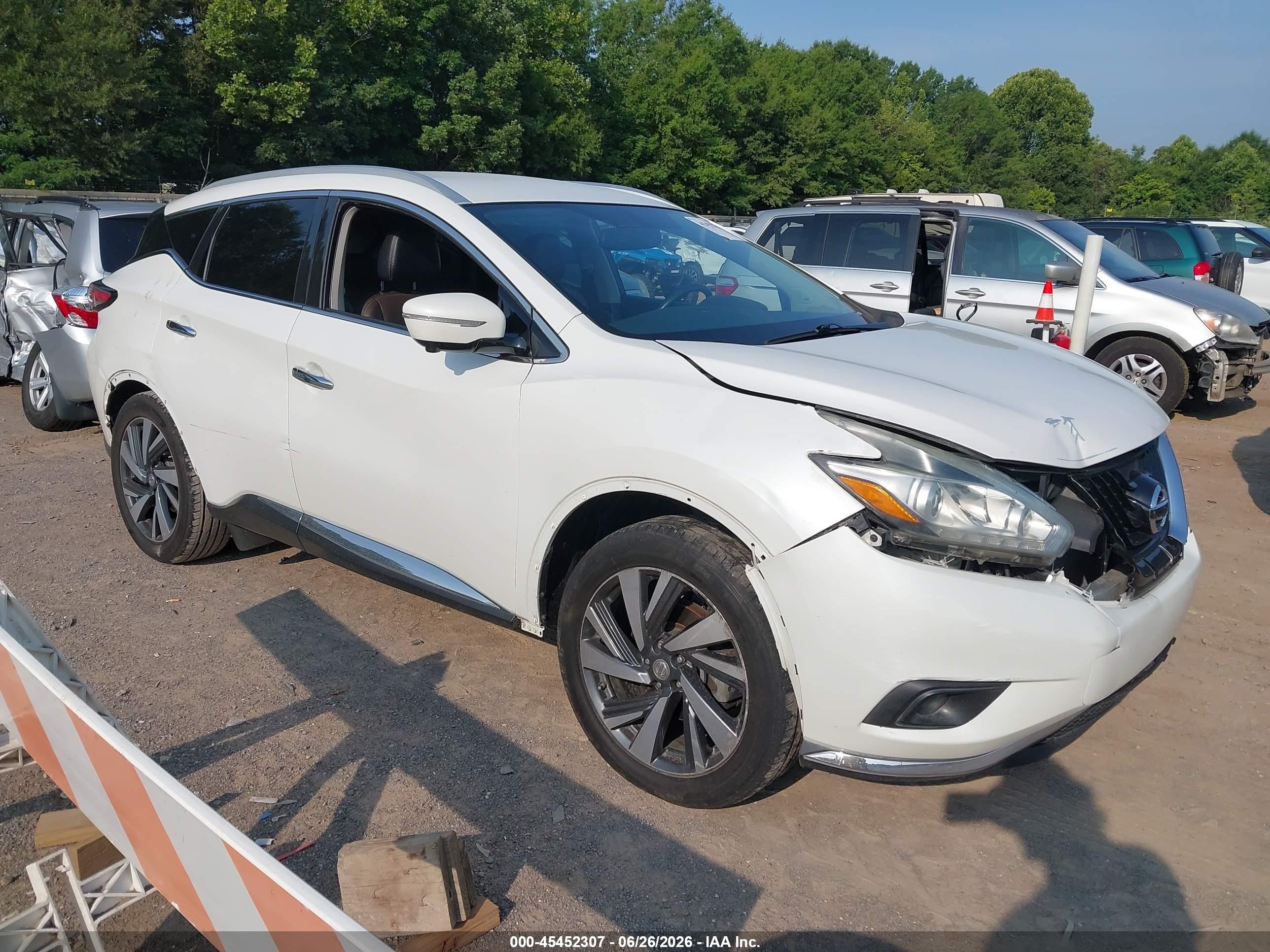 2015 Nissan Murano Platinum White vin: 5N1AZ2MG0FN206603