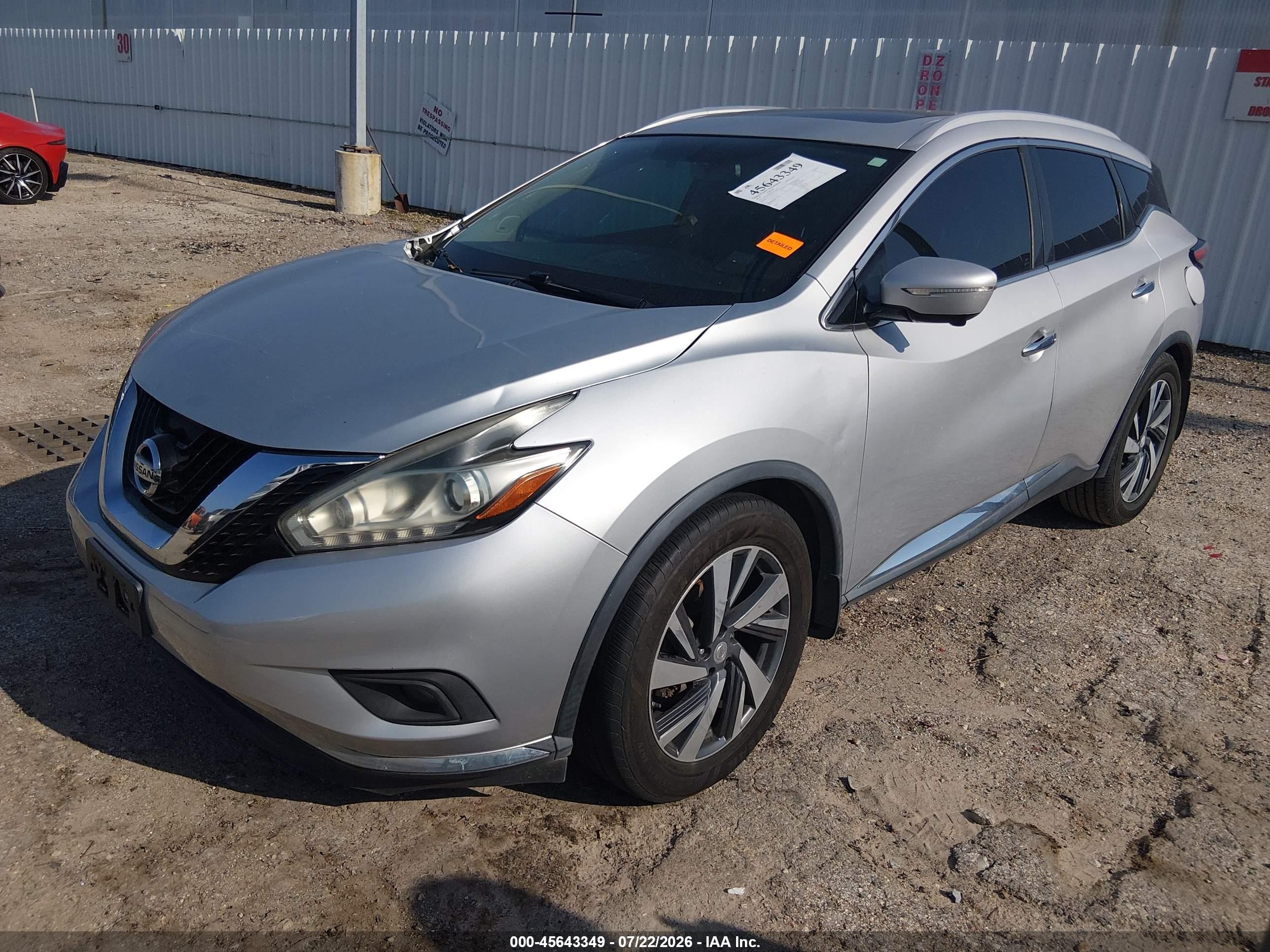 2015 Nissan Murano Platinum Silver vin: 5N1AZ2MG0FN222008