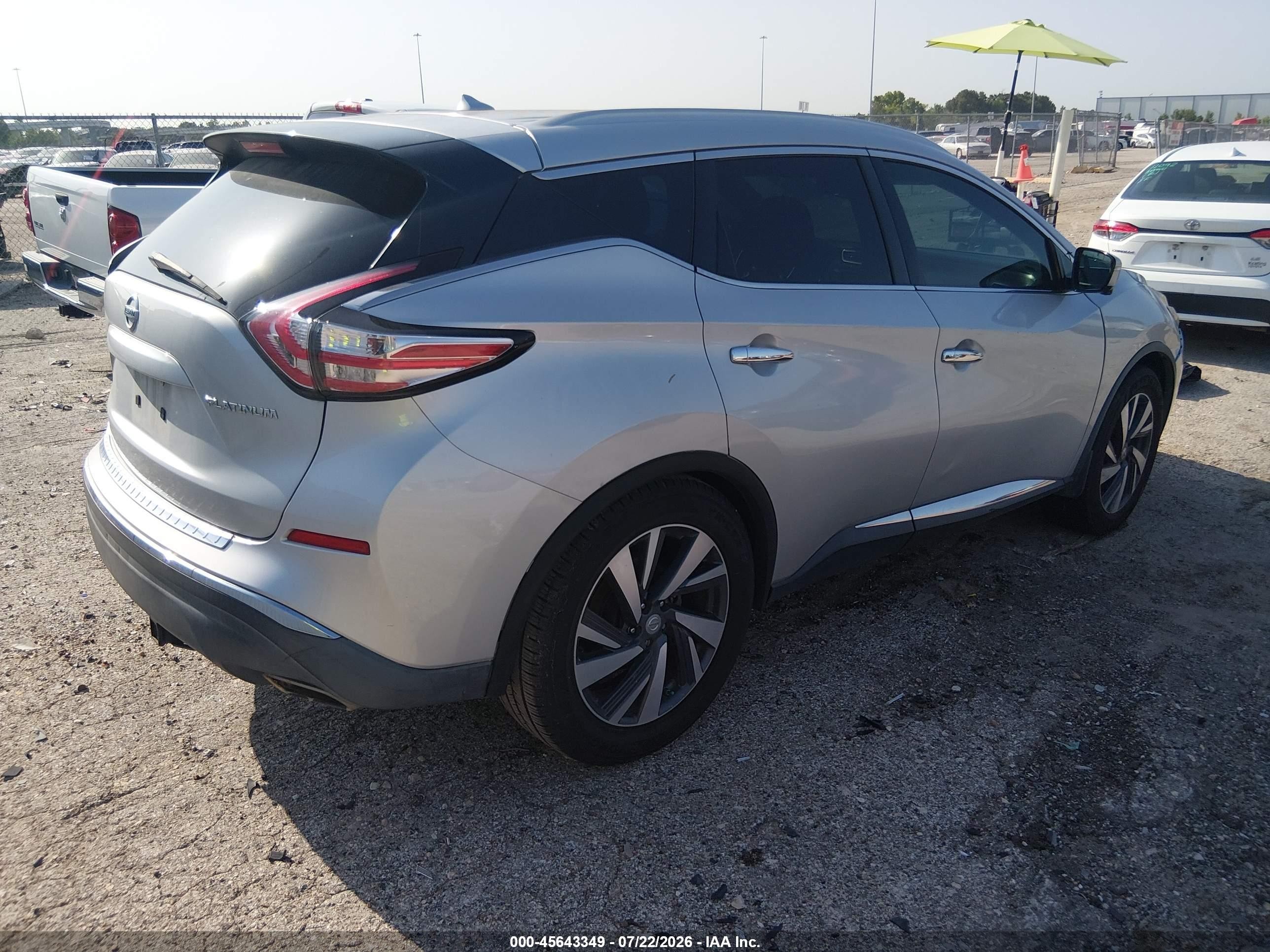 2015 Nissan Murano Platinum Silver vin: 5N1AZ2MG0FN222008