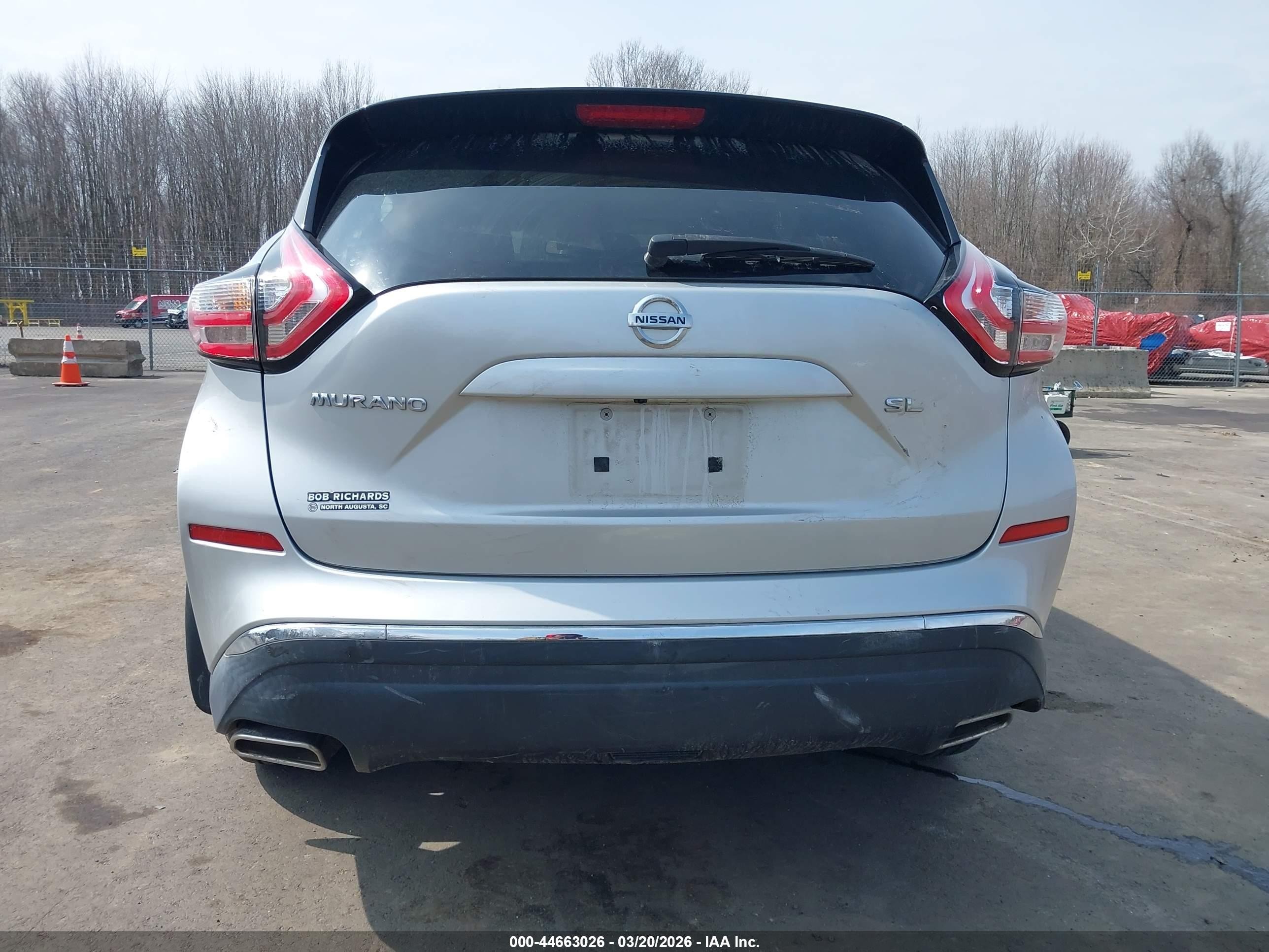 2015 Nissan Murano Sl Серебряный vin: 5N1AZ2MG0FN239360