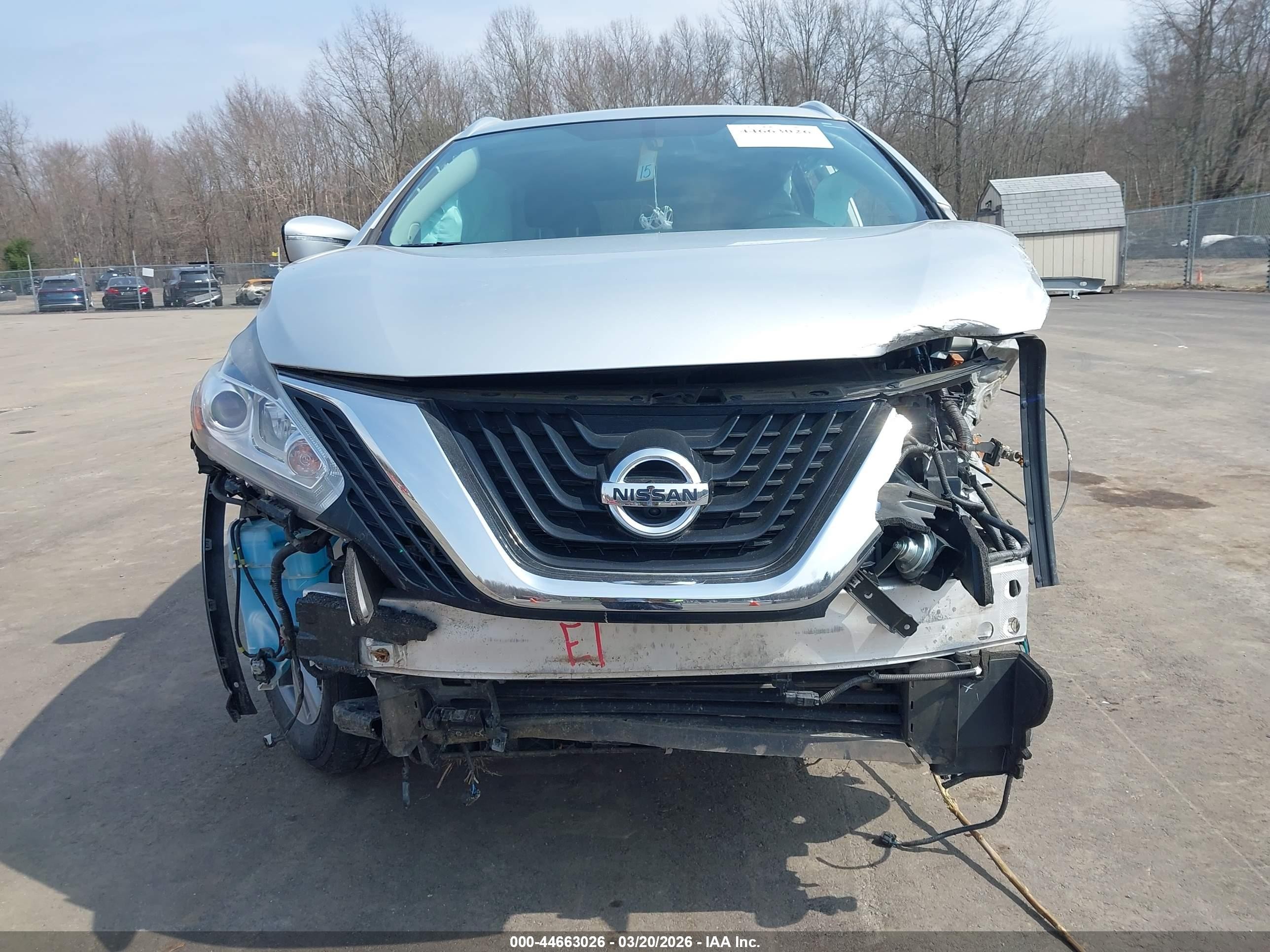 2015 Nissan Murano Sl Серебряный vin: 5N1AZ2MG0FN239360