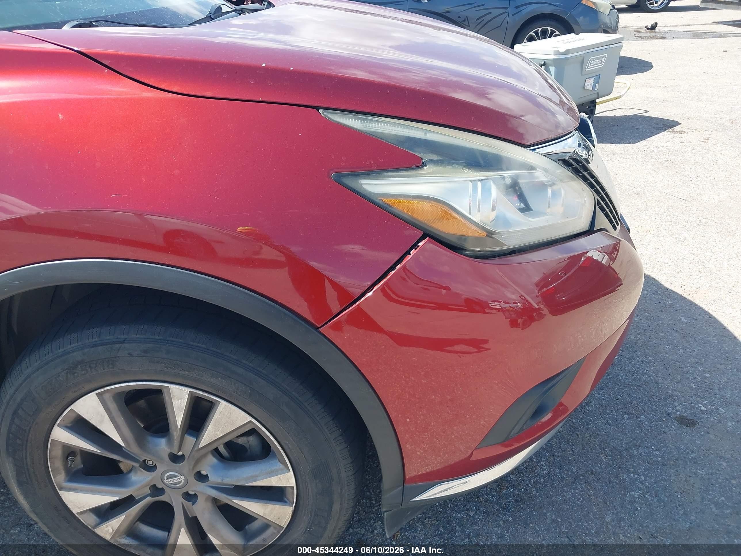 2015 Nissan Murano Sv Red vin: 5N1AZ2MG0FN243960