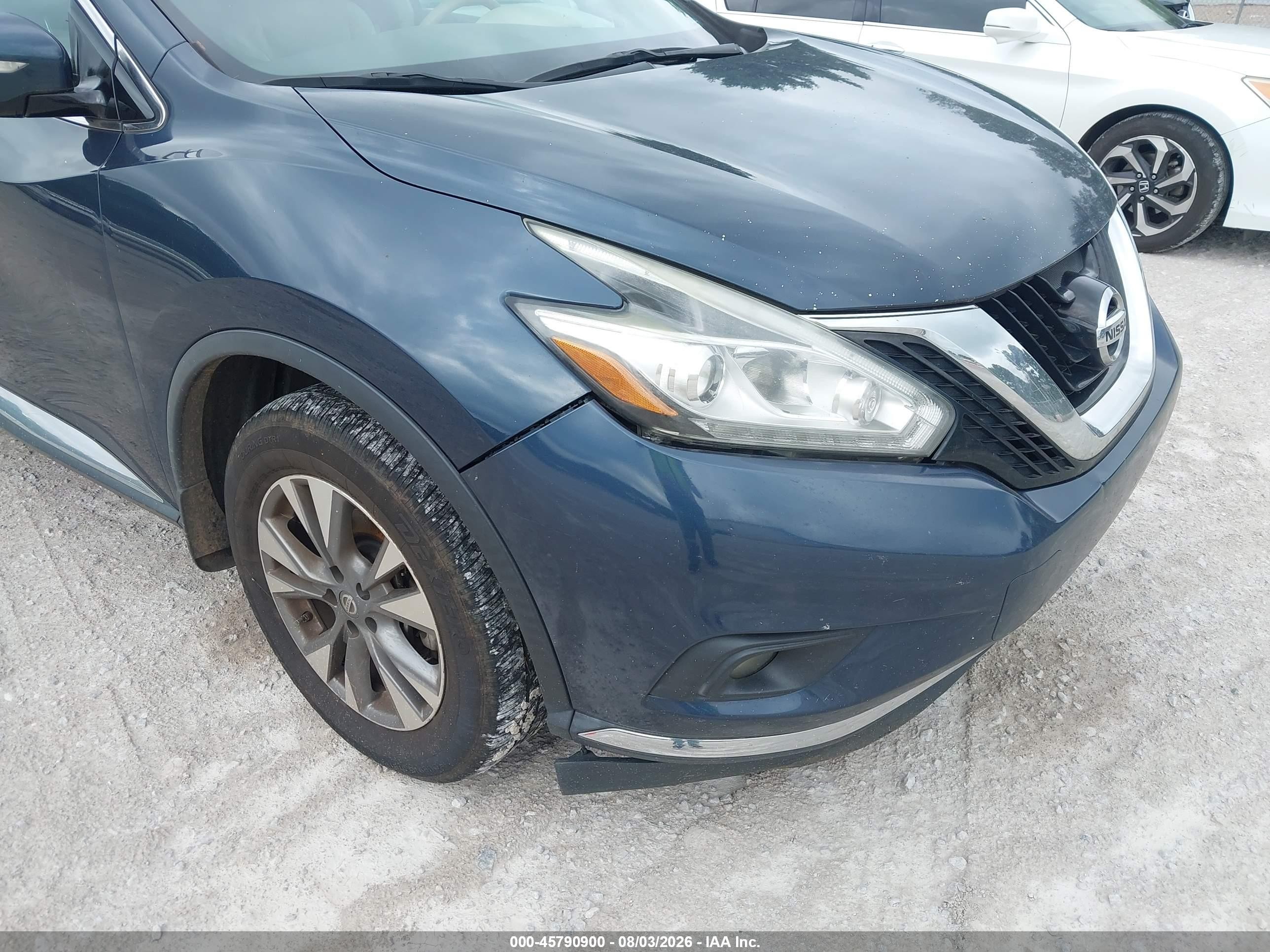 2015 Nissan Murano Sl Blue vin: 5N1AZ2MG0FN275520