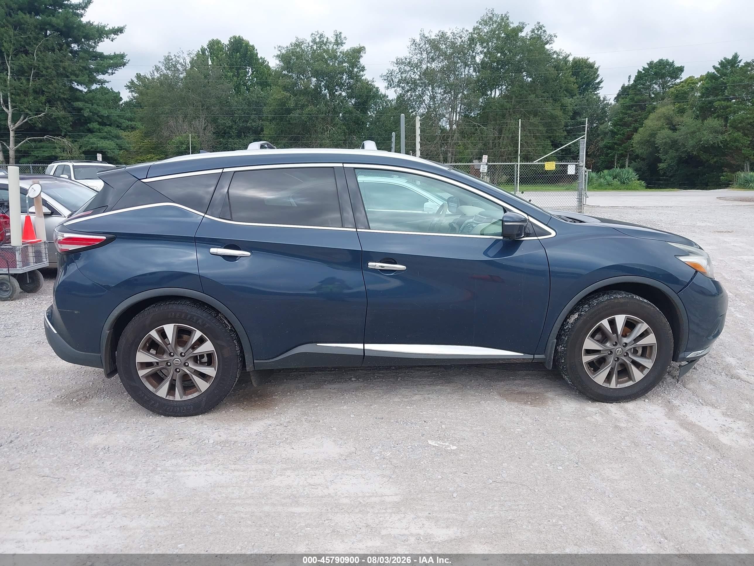2015 Nissan Murano Sl Blue vin: 5N1AZ2MG0FN275520