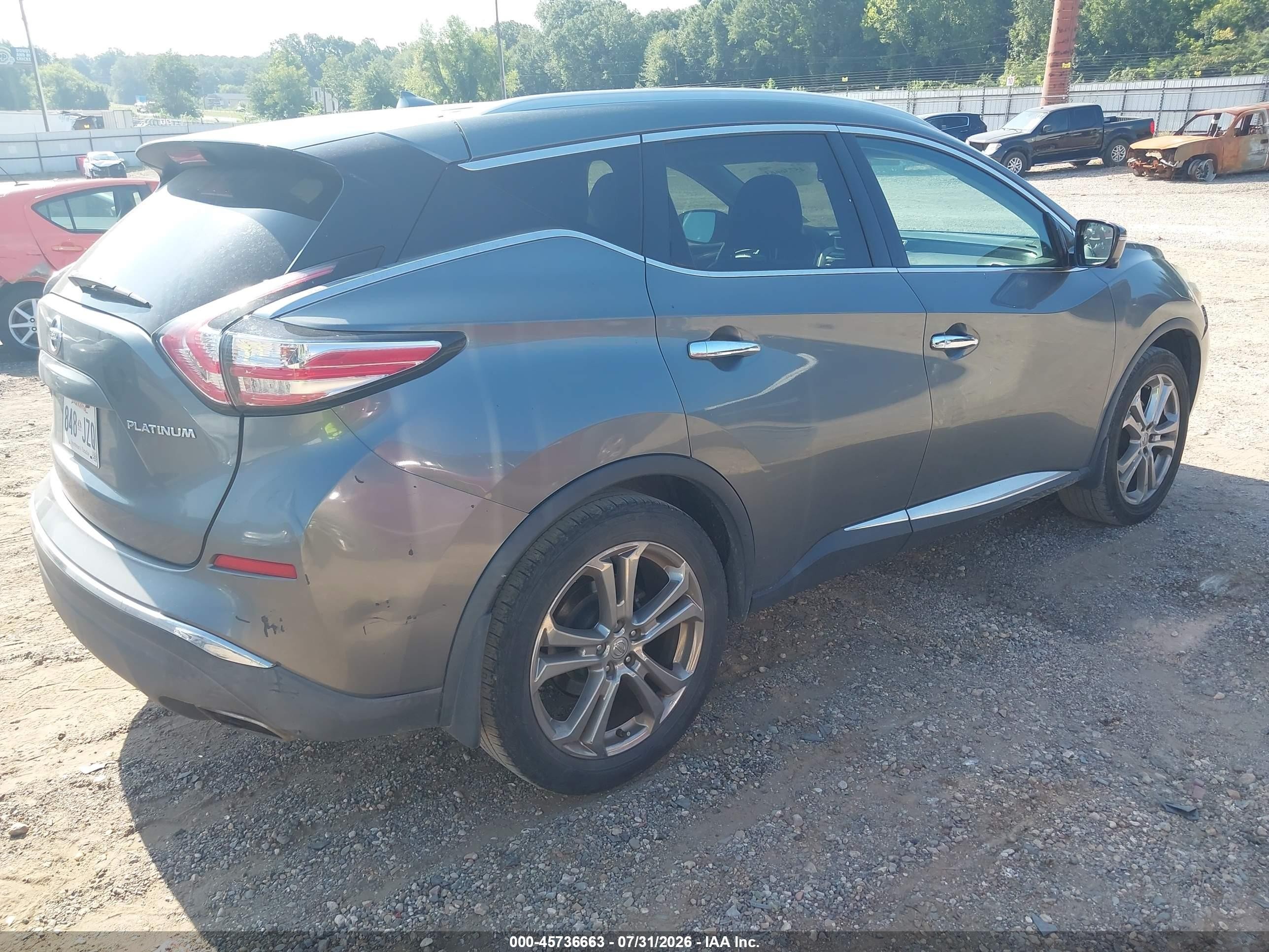 2015 Nissan Murano Platinum/s/sl/sv Gray vin: 5N1AZ2MG0FN285691
