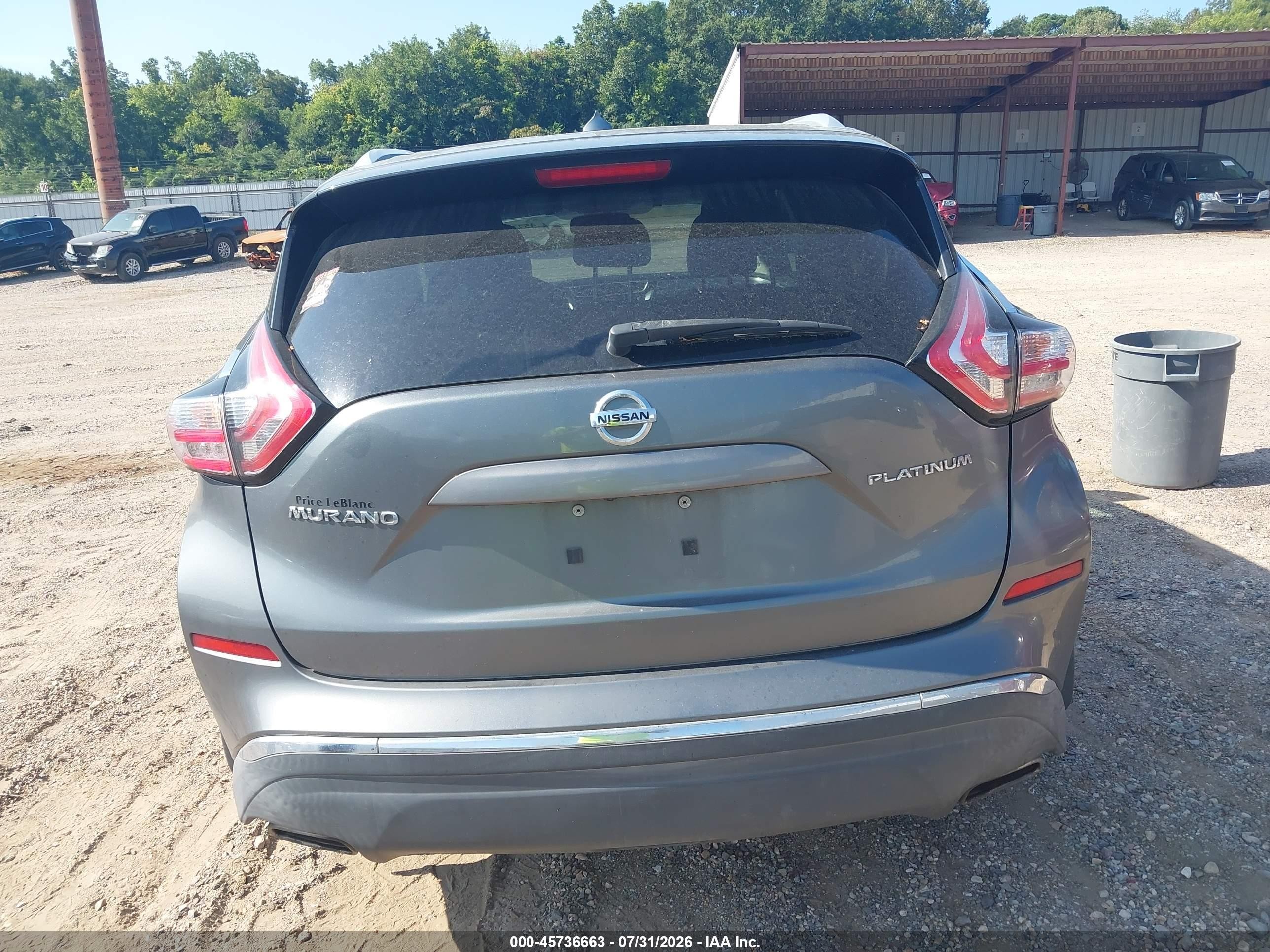 2015 Nissan Murano Platinum/s/sl/sv Gray vin: 5N1AZ2MG0FN285691