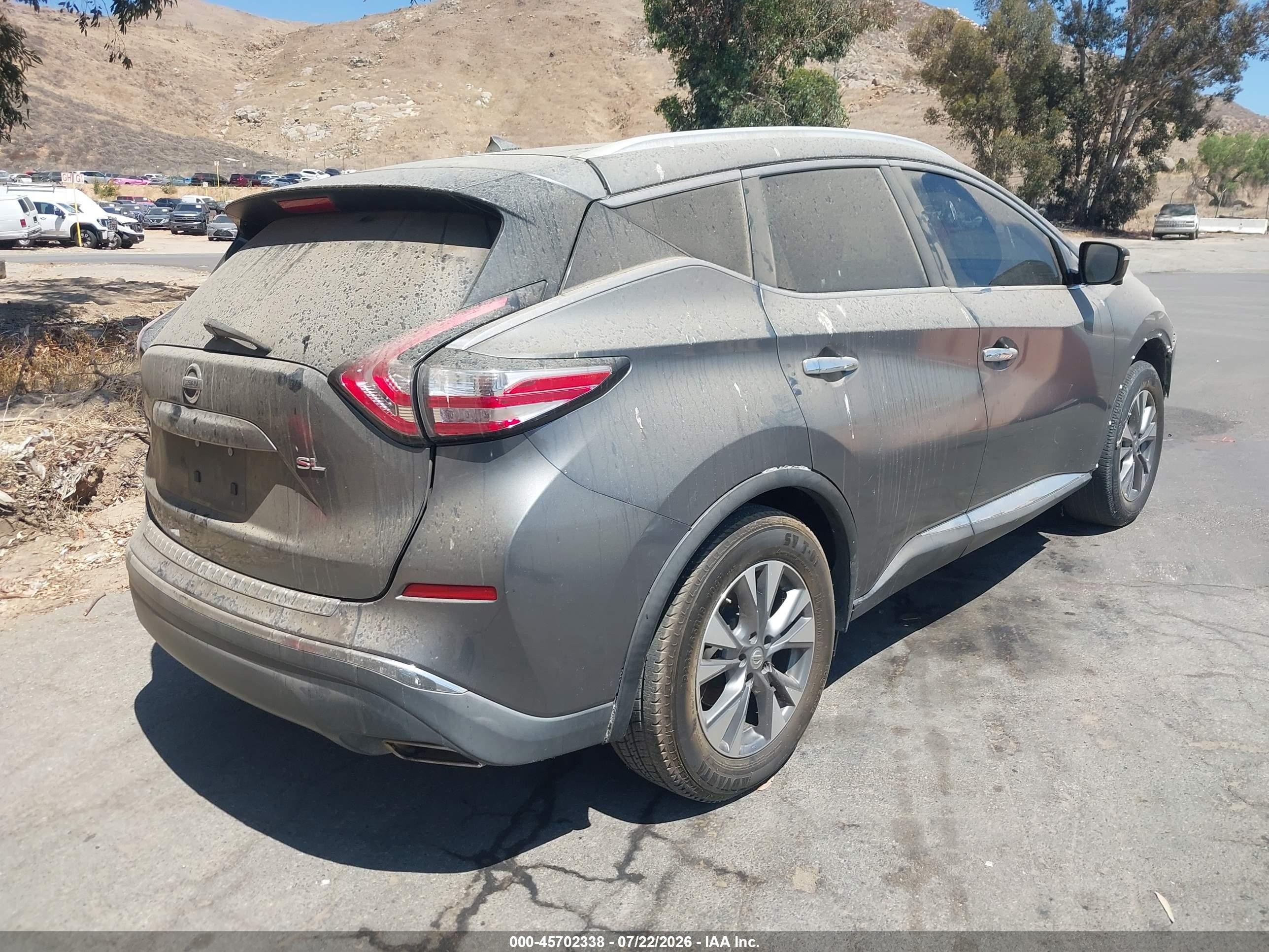 2015 Nissan Murano Sl Gray vin: 5N1AZ2MG1FN200292