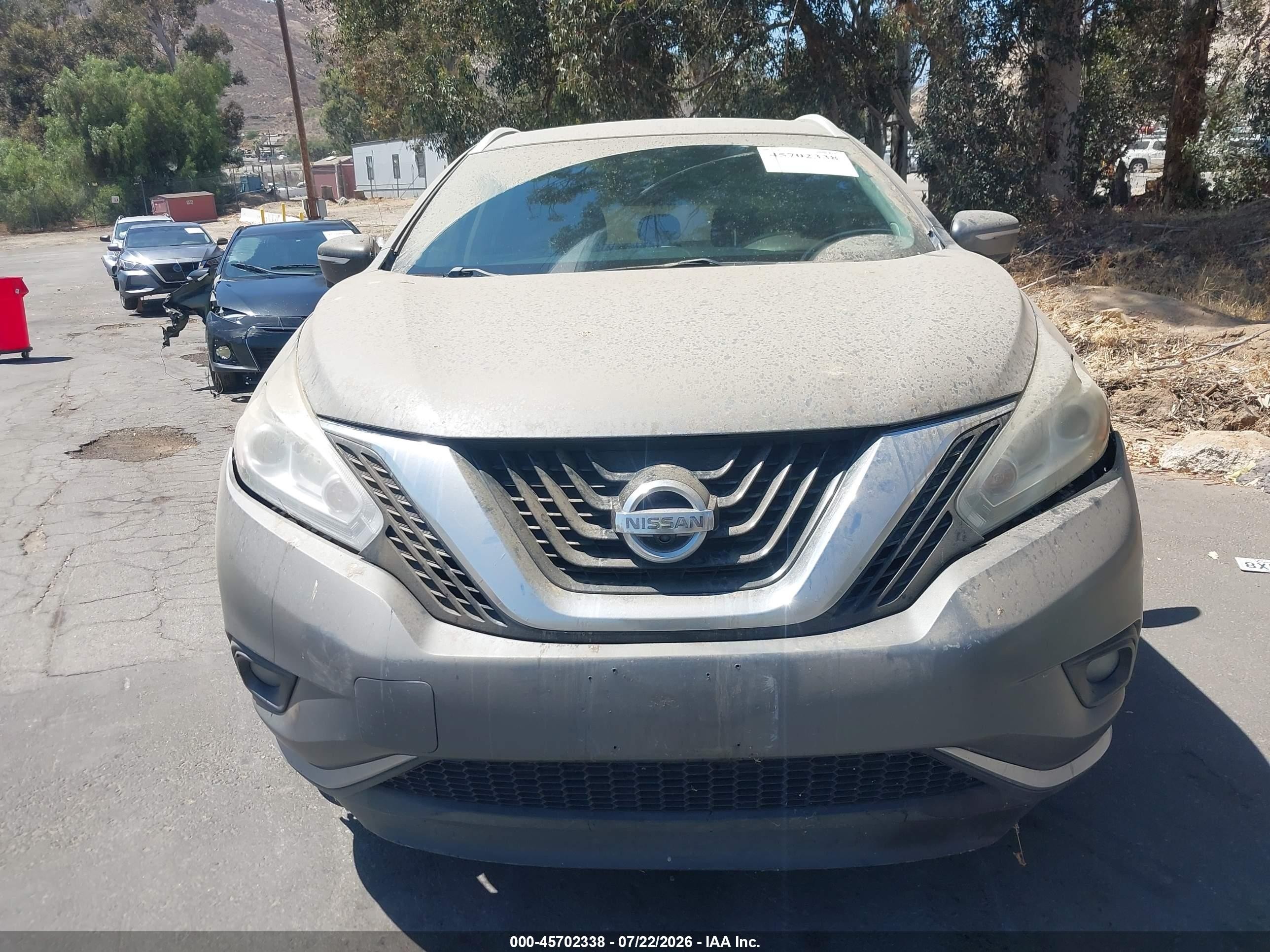 2015 Nissan Murano Sl Gray vin: 5N1AZ2MG1FN200292