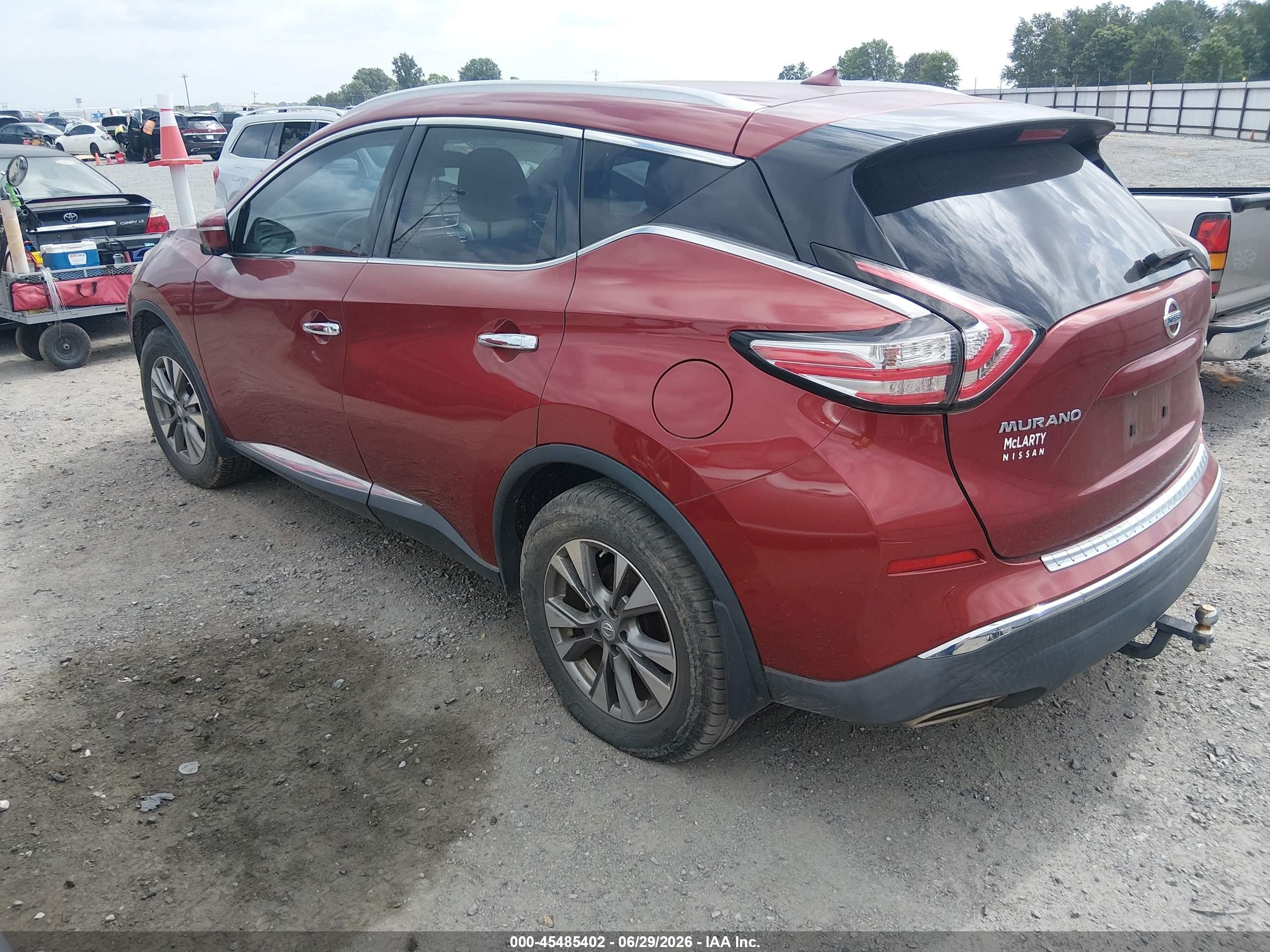 2015 Nissan Murano Sl Red vin: 5N1AZ2MG1FN212748