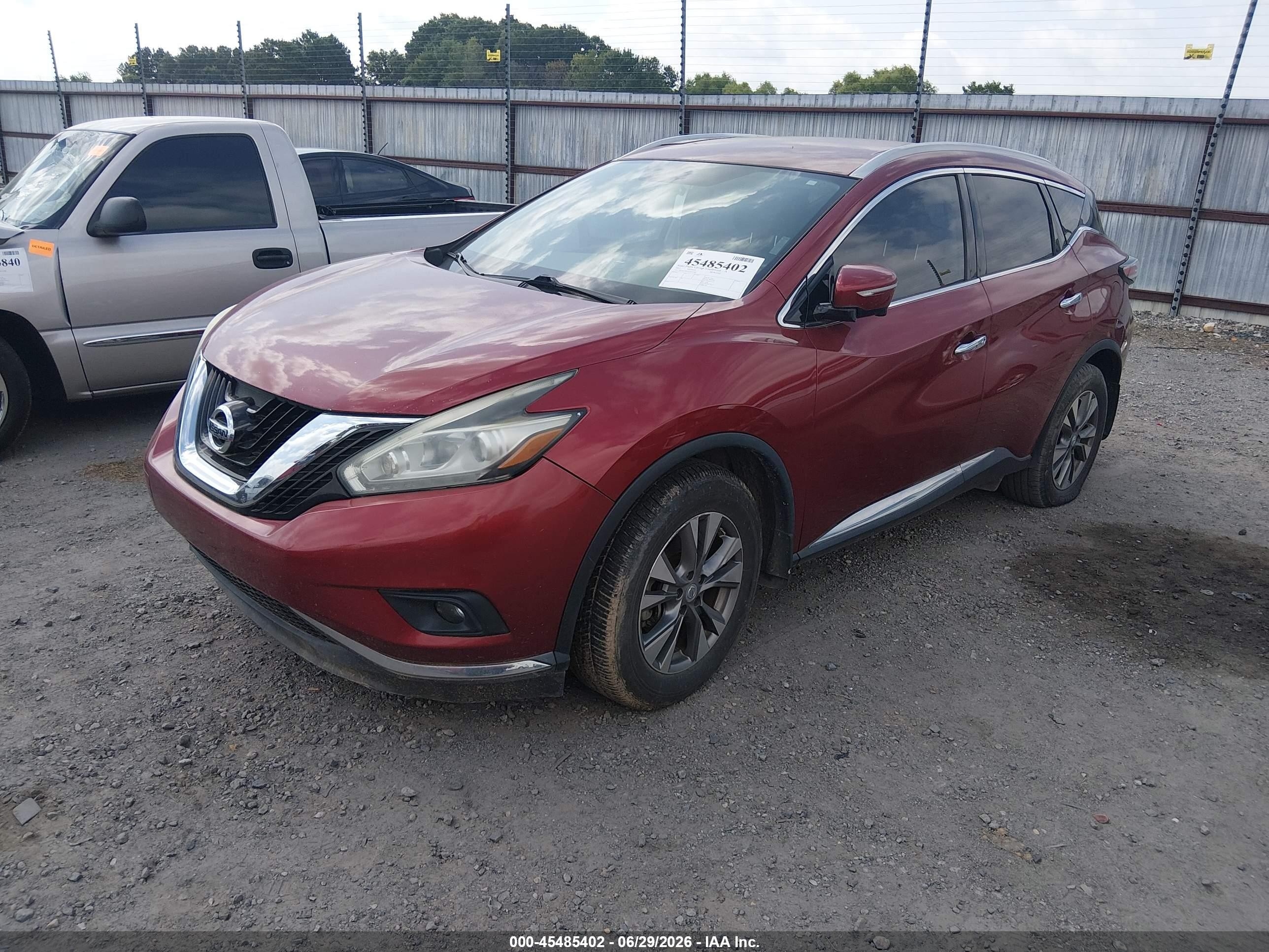 2015 Nissan Murano Sl Red vin: 5N1AZ2MG1FN212748