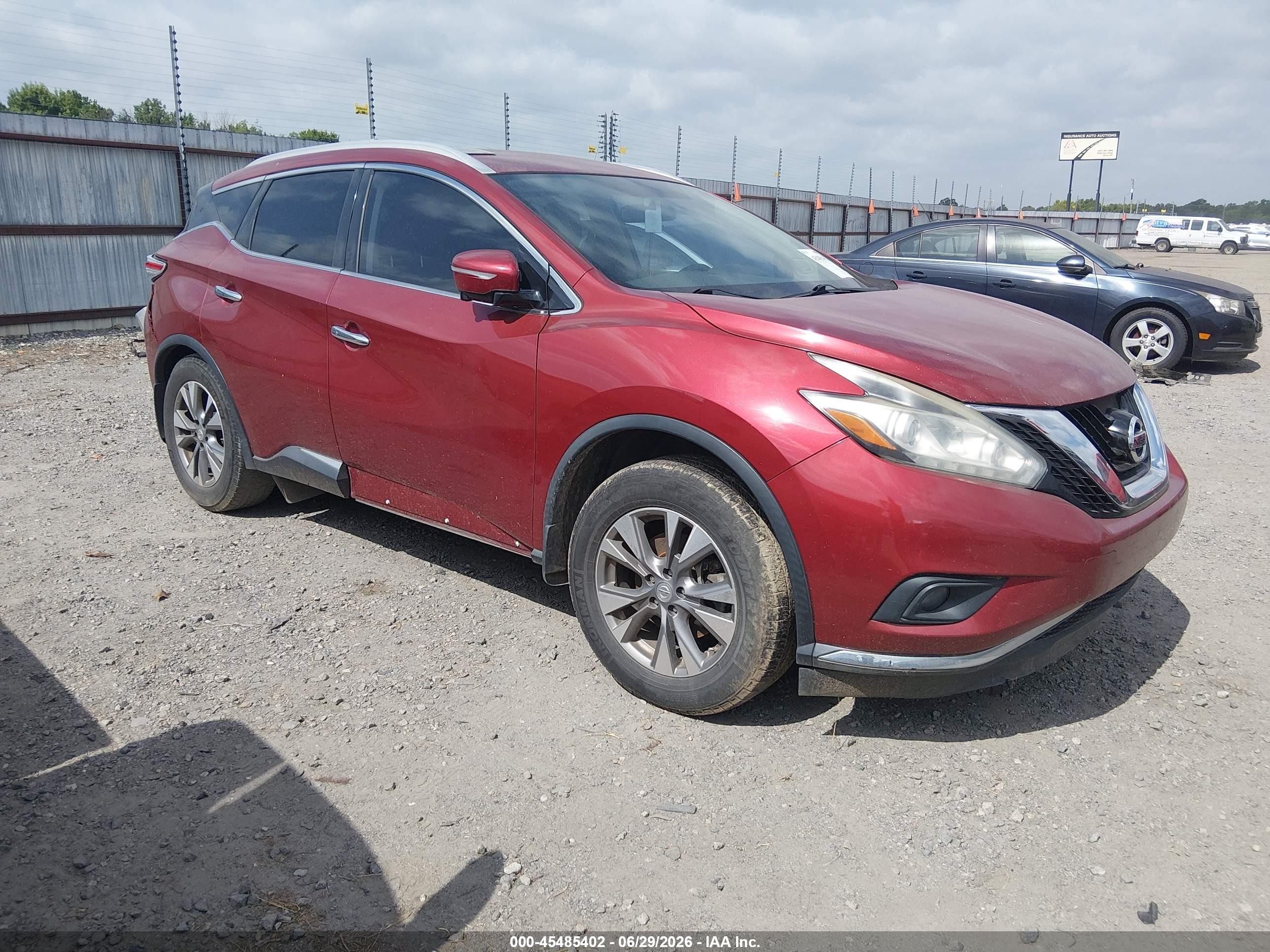 2015 Nissan Murano Sl Red vin: 5N1AZ2MG1FN212748
