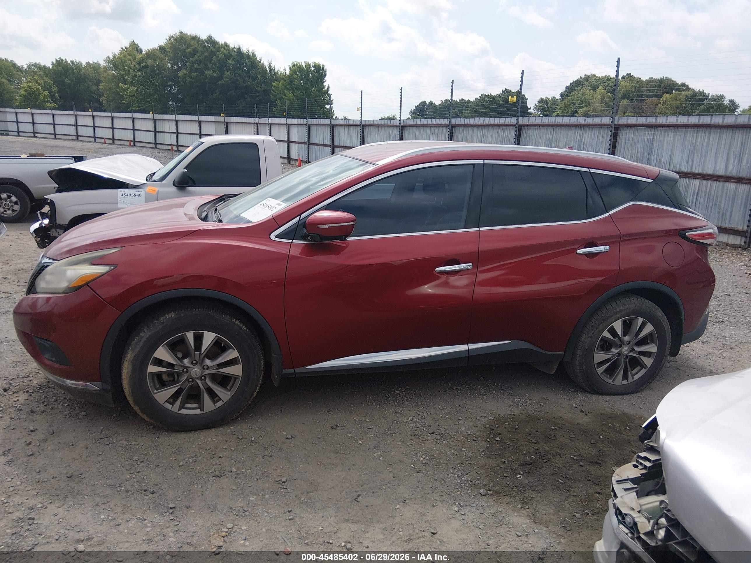 2015 Nissan Murano Sl Red vin: 5N1AZ2MG1FN212748