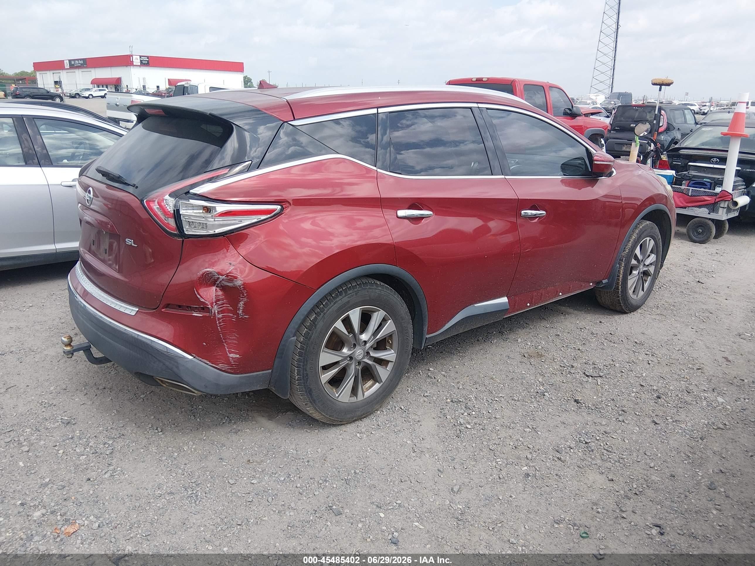 2015 Nissan Murano Sl Red vin: 5N1AZ2MG1FN212748