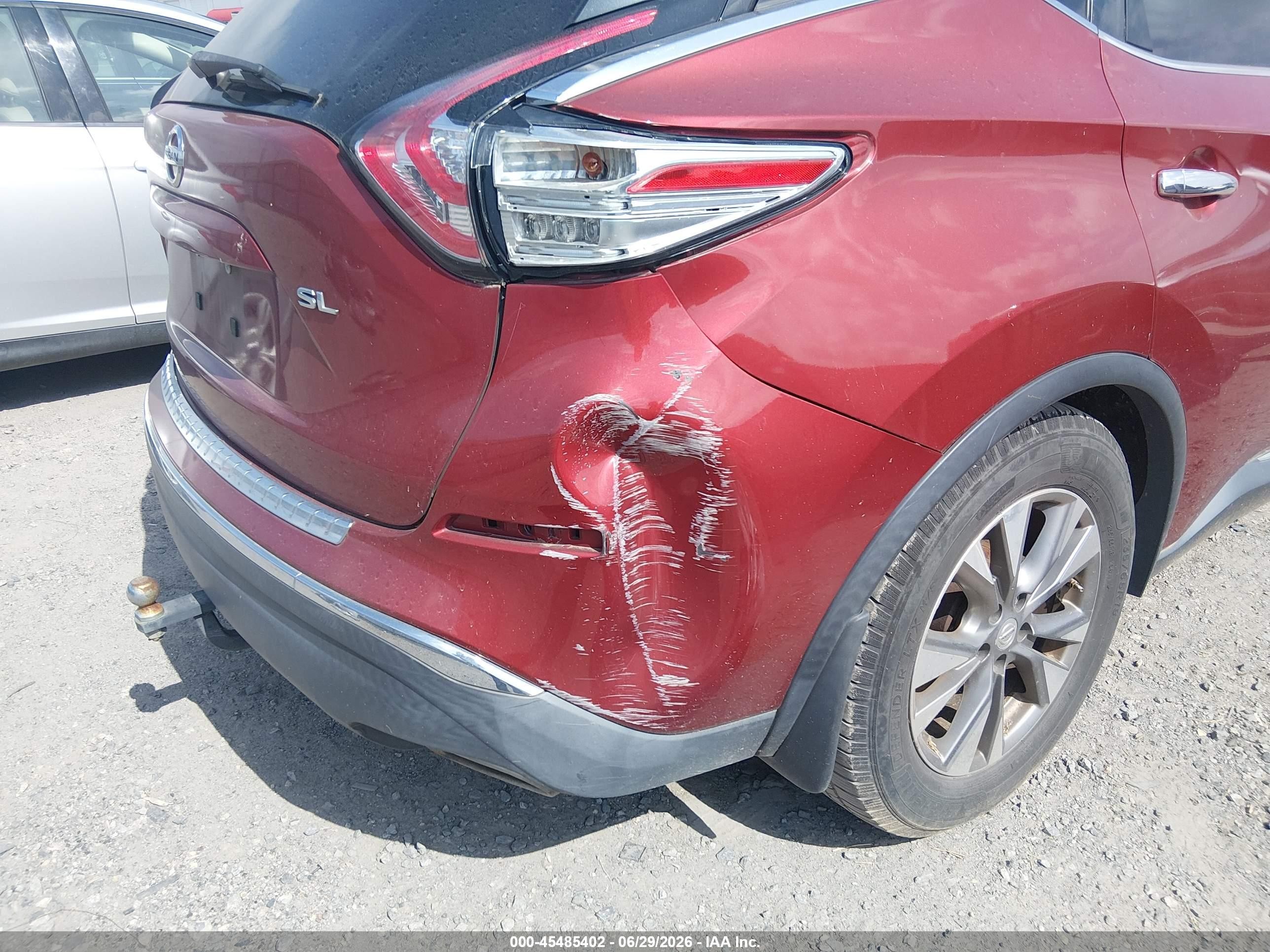 2015 Nissan Murano Sl Red vin: 5N1AZ2MG1FN212748