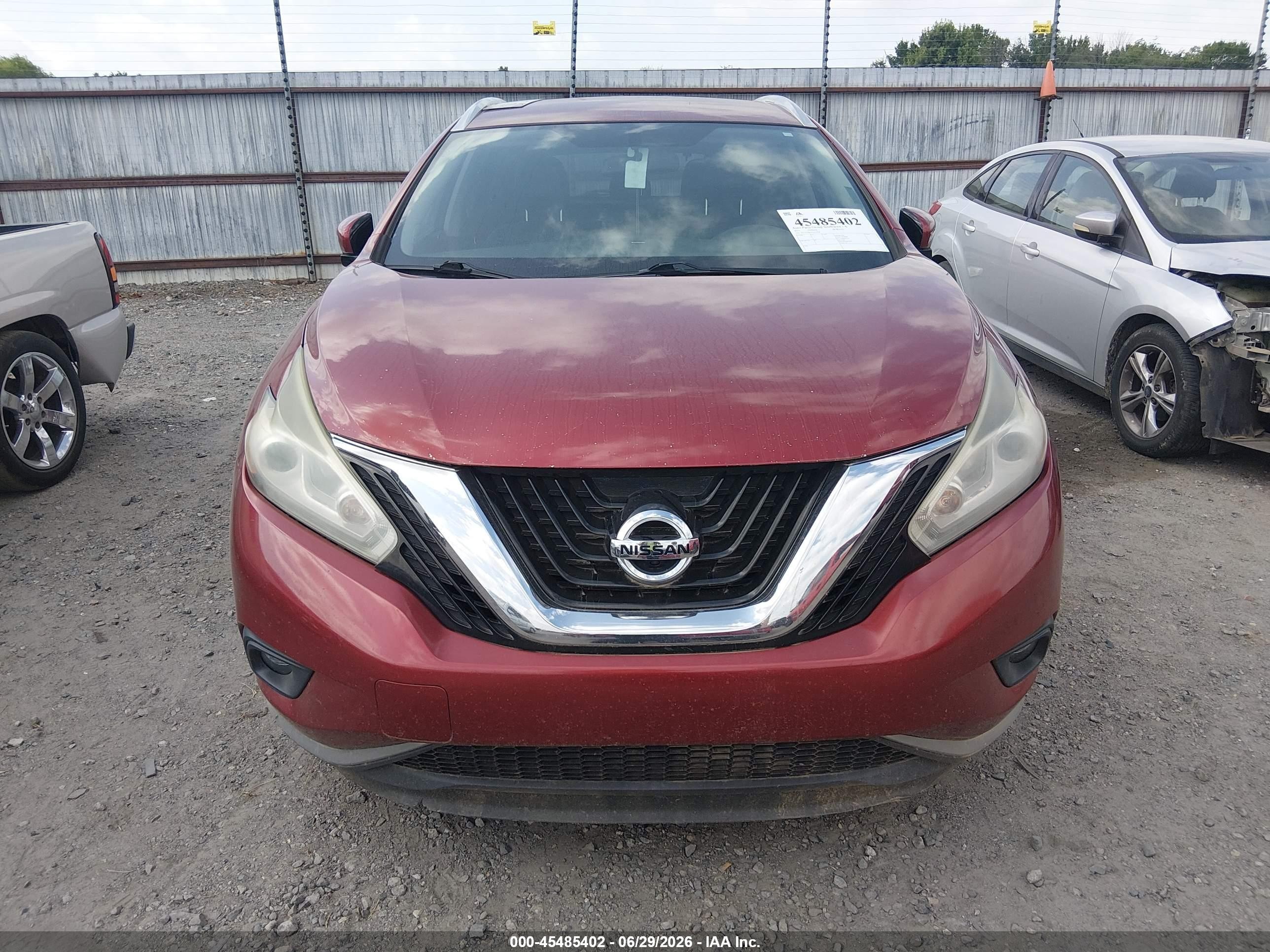 2015 Nissan Murano Sl Red vin: 5N1AZ2MG1FN212748